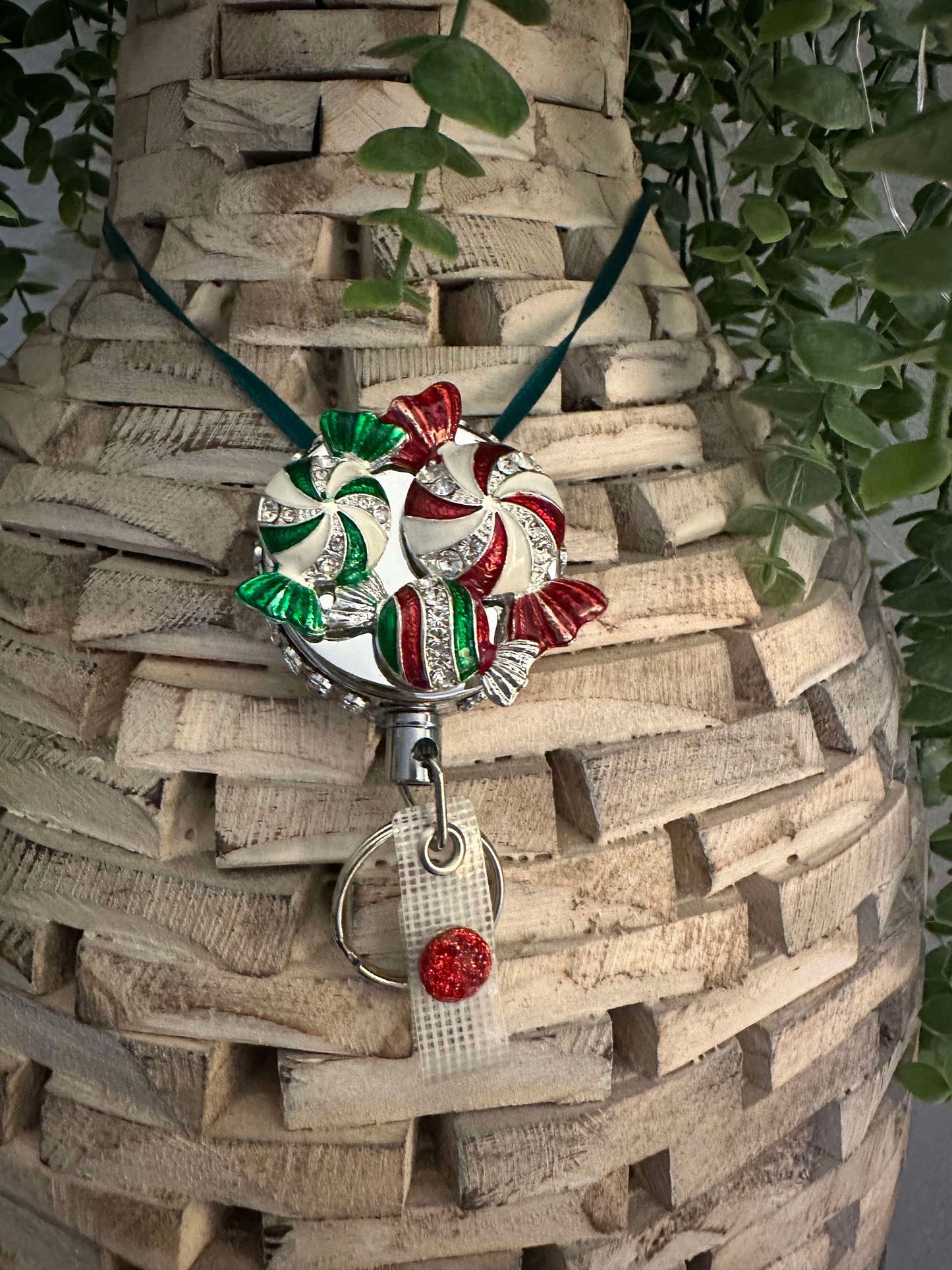 Holiday Christmas Candy Heavy Duty Badge Reel and Keychain