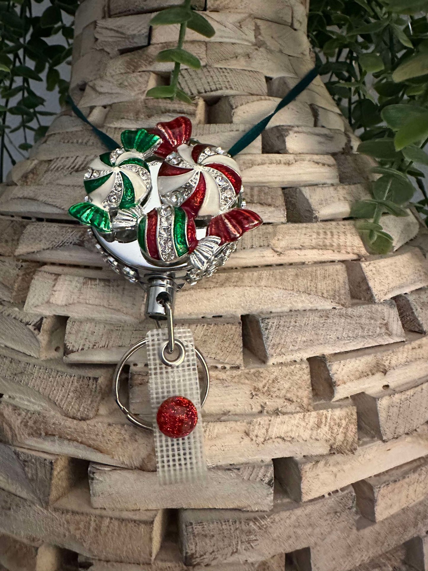 Holiday Christmas Candy Heavy Duty Badge Reel and Keychain