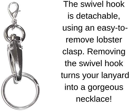Hidden Hollow Beads Retractable Badge Reel, Snap Interchangable Women's Lanyard, Strong, ID Card Holder, Keys Teacher Nurse Cruise Key Keychain