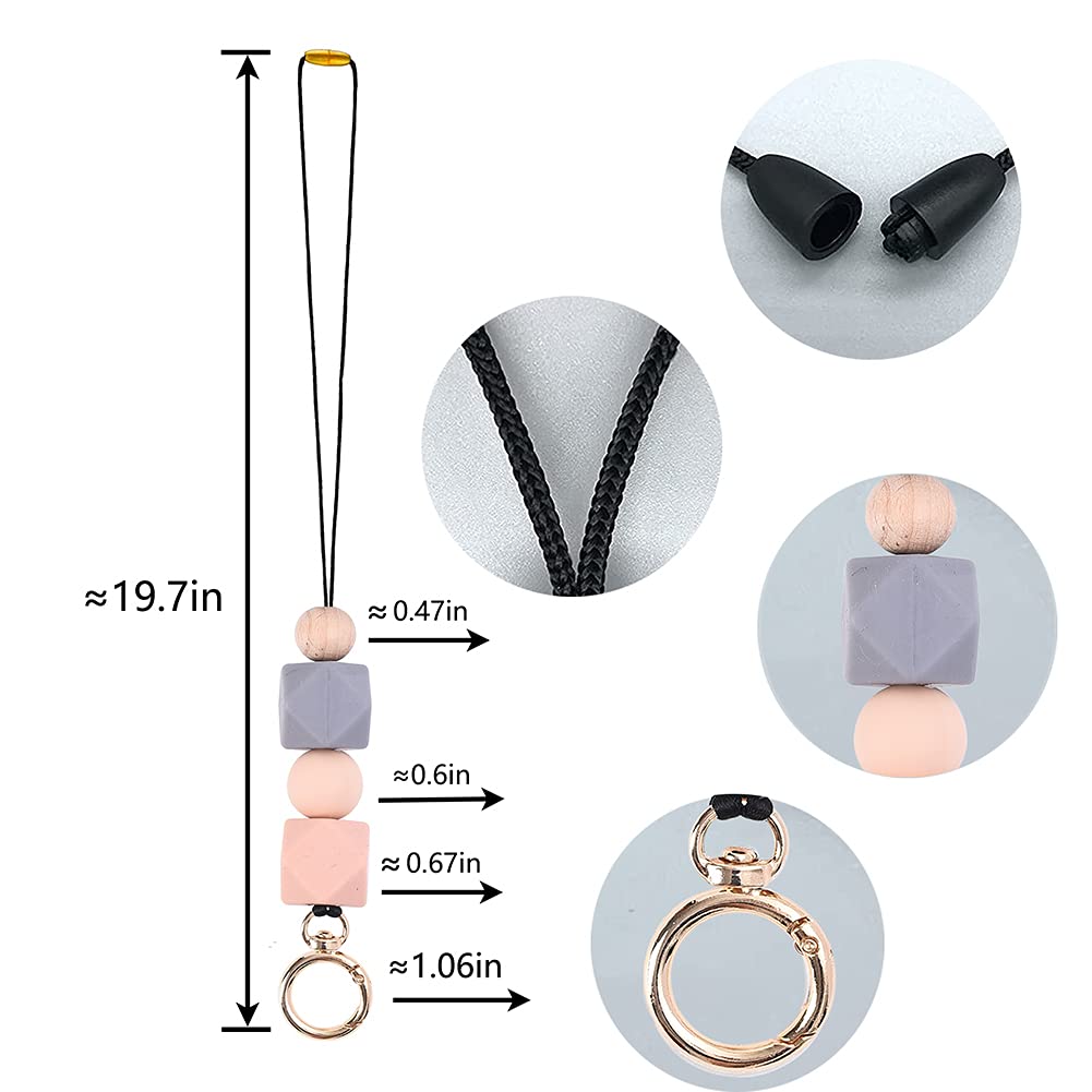 POPLOPP Teacher Lanyards for ID Badges and Keys, Cute Silicone Beaded Lanyard for Women Nurse Employees Students