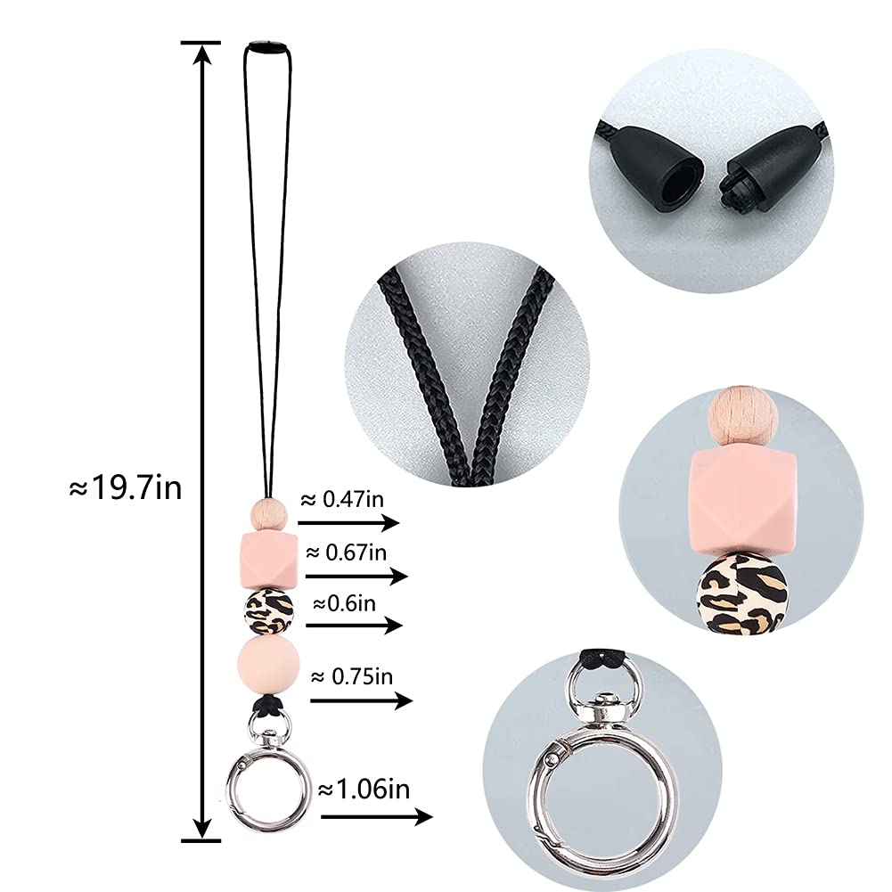 POPLOPP Teacher Lanyards for ID Badges and Keys, Cute Silicone Beaded Lanyard for Women Nurse Employees Students