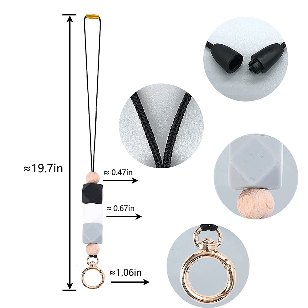 POPLOPP Teacher Lanyards for ID Badges and Keys, Cute Silicone Beaded Lanyard for Women Nurse Employees Students