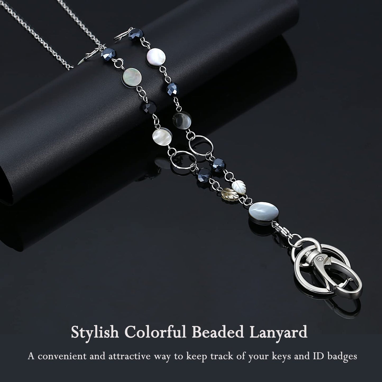 Lanyards for ID Badges Keys Women Cute Teacher Lanyard ID Holder Necklace Silver Chain Fashion Strong Keychain Diffuser Office School Work Jewelry Nurse Teacher Appreciation Gifts Mandala