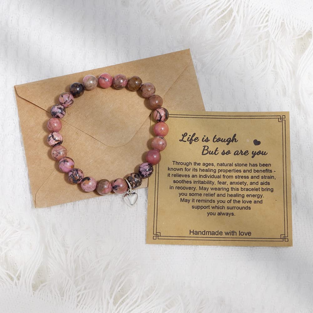 Get Well Soon Gifts for Women,Natural Stone Healing Bracelet, Inspirational Gifts for Women Teen Girls