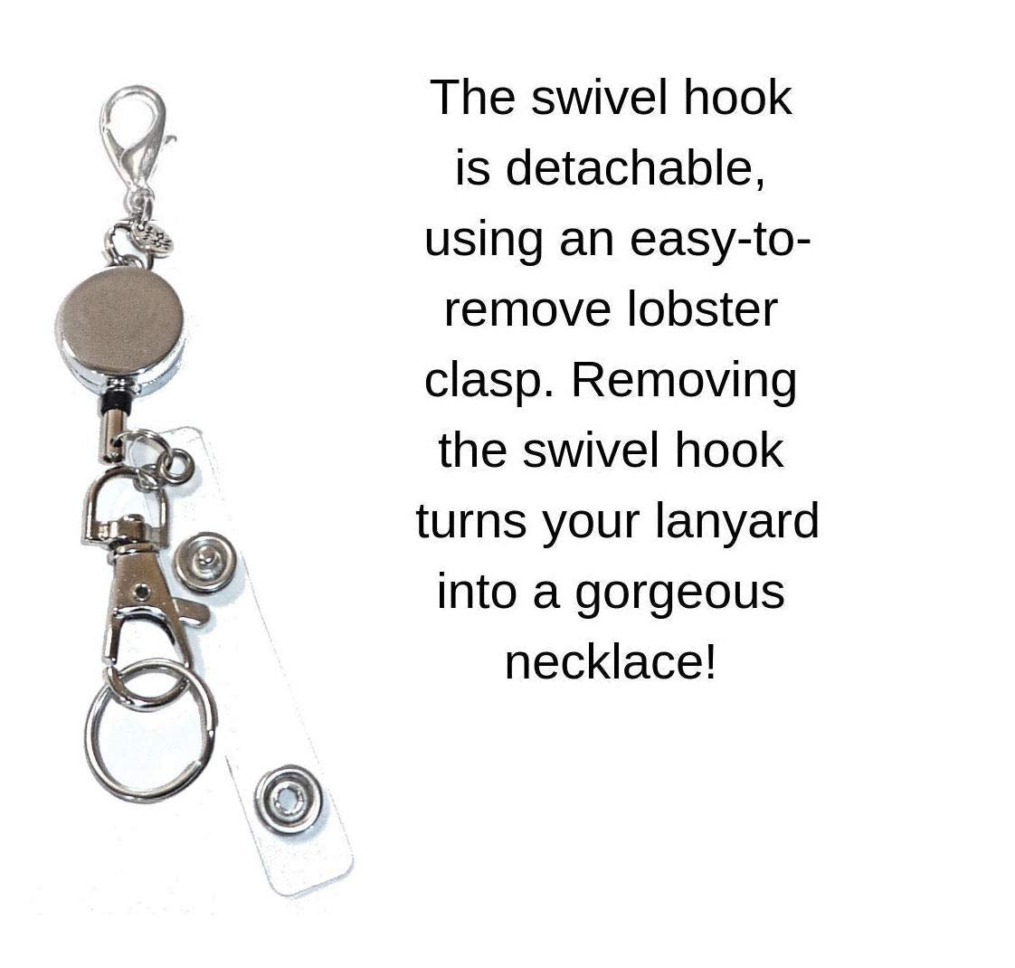 Hidden Hollow Beads Retractable Badge Reel, Snap Interchangable Women's Lanyard, Strong, ID Card Holder, Keys Teacher Nurse Cruise Key Keychain