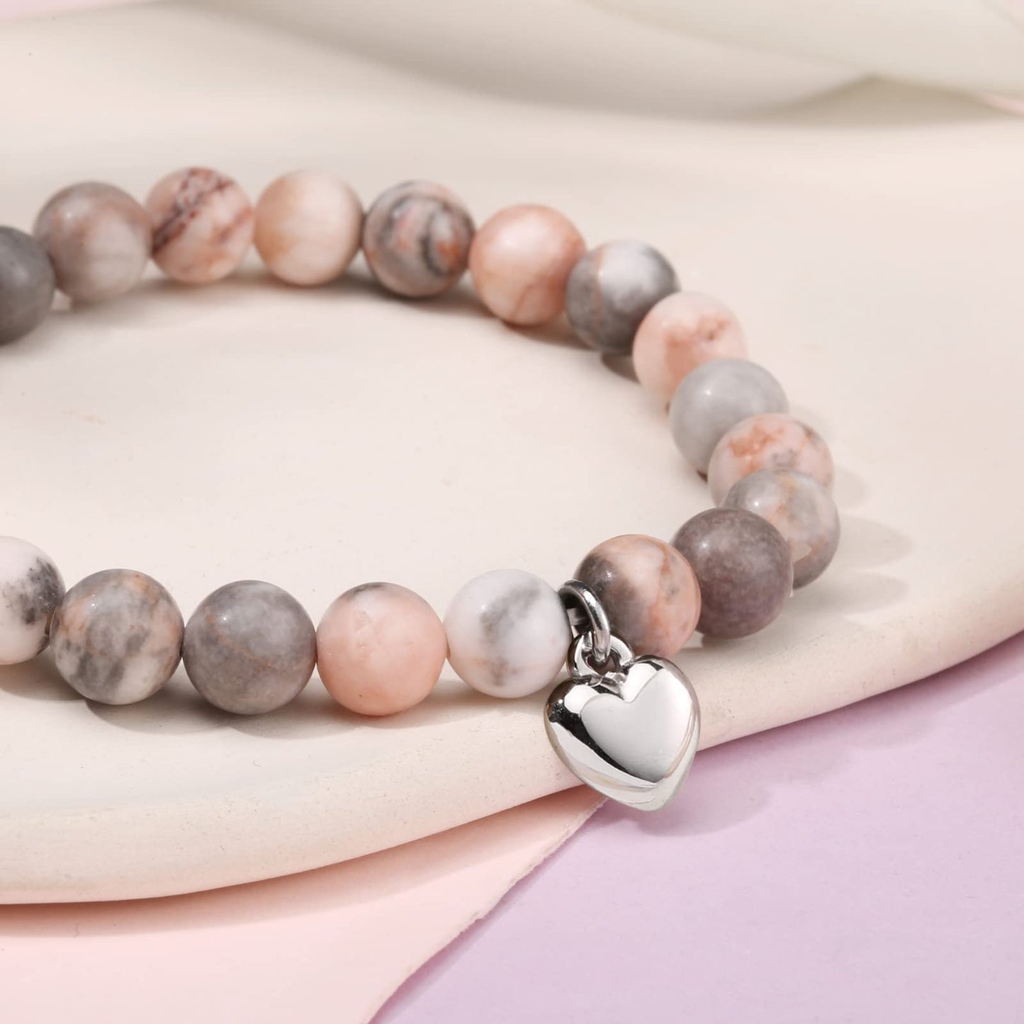 Jewelry&Card Christmas Gifts for Sister Best Friend, Natural Stone Heart Friendship Bracelets for Sister Best Friend Bestie Women