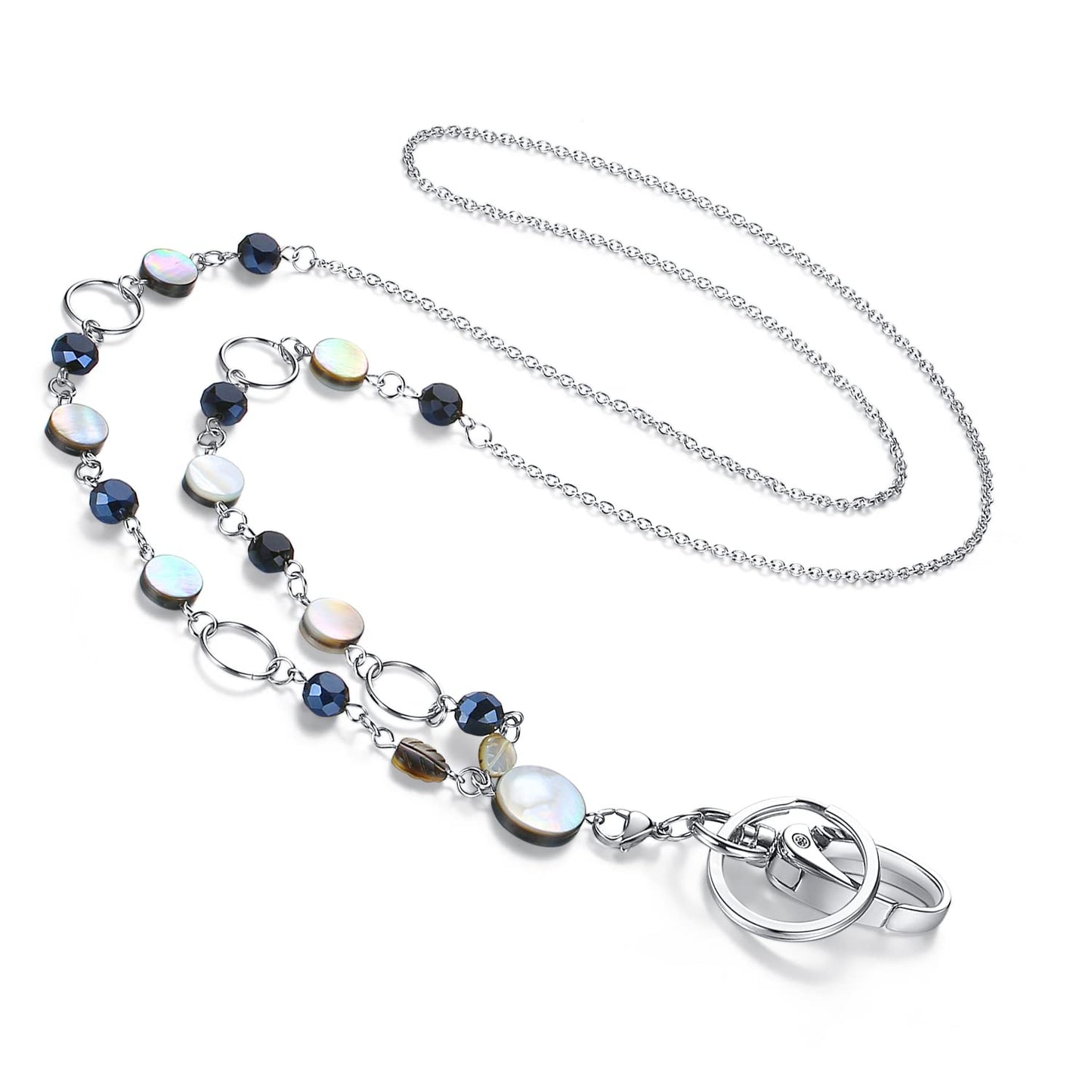 Lanyards for ID Badges Keys Women Cute Teacher Lanyard ID Holder Necklace Silver Chain Fashion Strong Keychain Diffuser Office School Work Jewelry Nurse Teacher Appreciation Gifts Mandala
