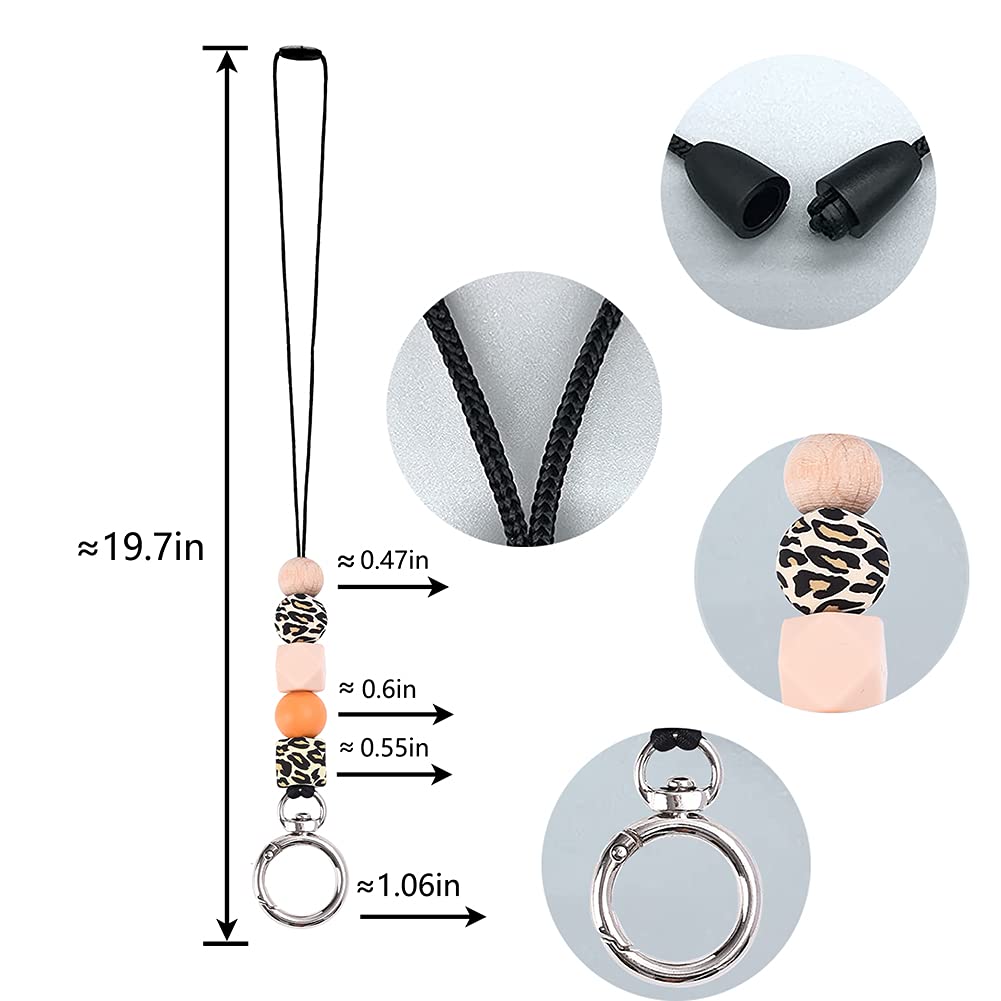 POPLOPP Teacher Lanyards for ID Badges and Keys, Cute Silicone Beaded Lanyard for Women Nurse Employees Students