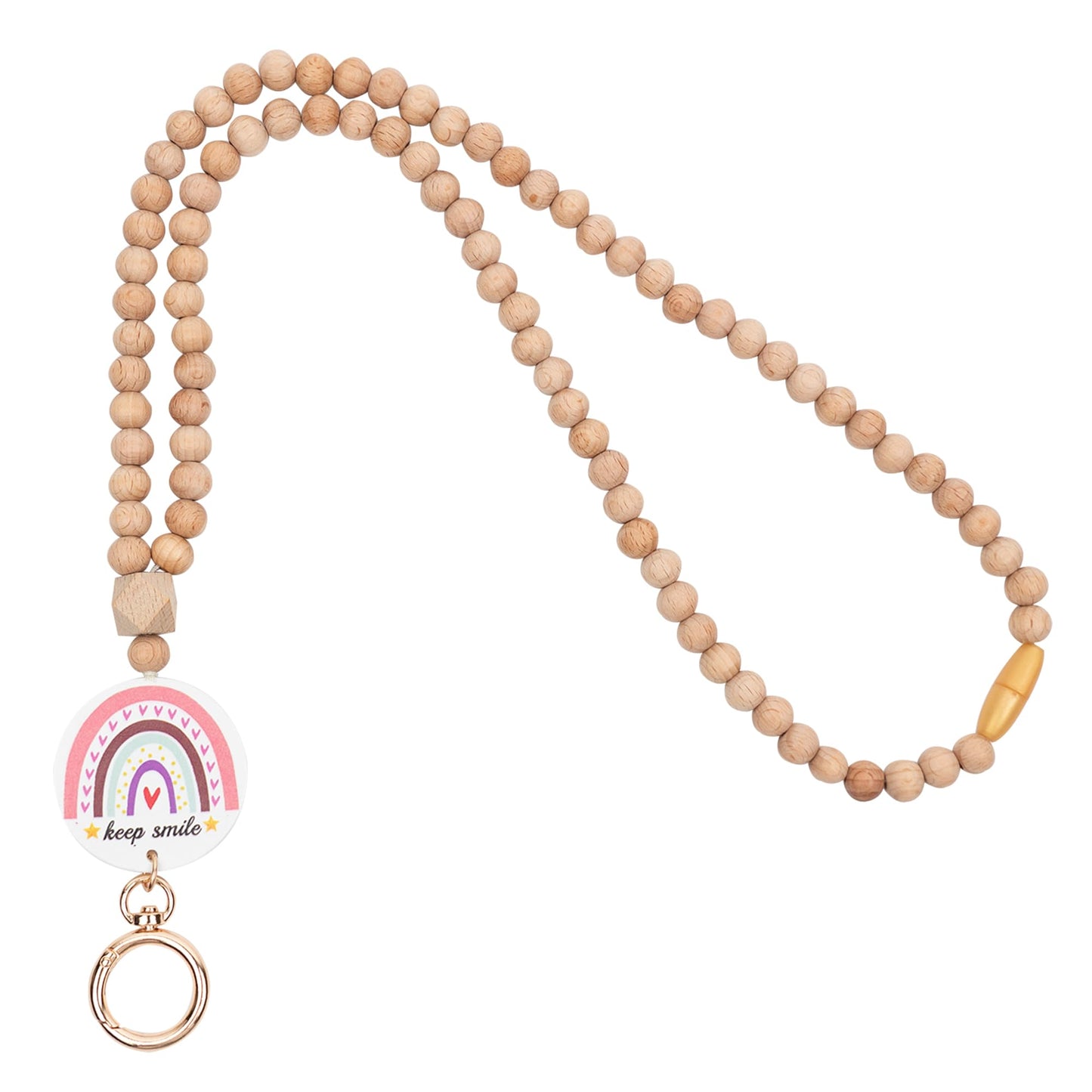 Rainbow Wood Beaded Lanyards for Id Badges Holder, Teacher Breakaway Mental Health Matters Lanyard for Keys Cute Boho Neck Keychain Id Lanyard for Women