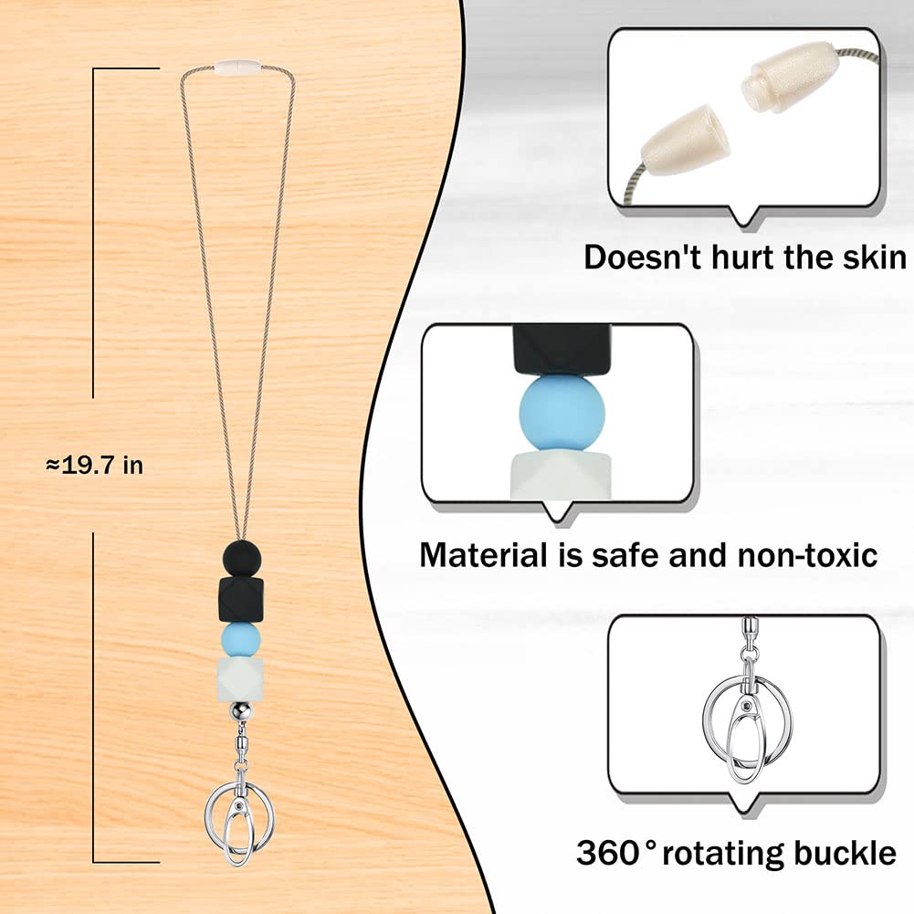 POPLOPP Teacher Lanyards for ID Badges and Keys, Cute Silicone Beaded Lanyard for Women Nurse Employees Students