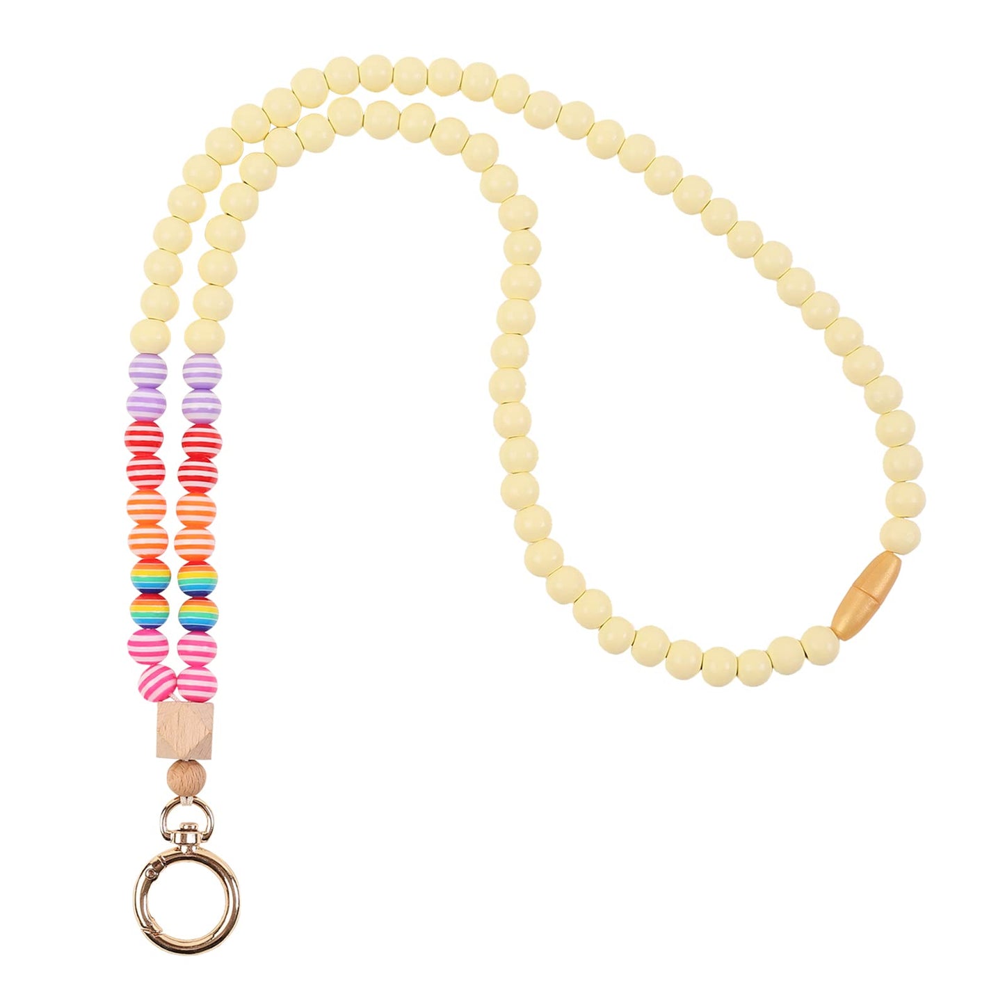 Rainbow Wood Beaded Lanyards for Id Badges Holder, Teacher Breakaway Mental Health Matters Lanyard for Keys Cute Boho Neck Keychain Id Lanyard for Women