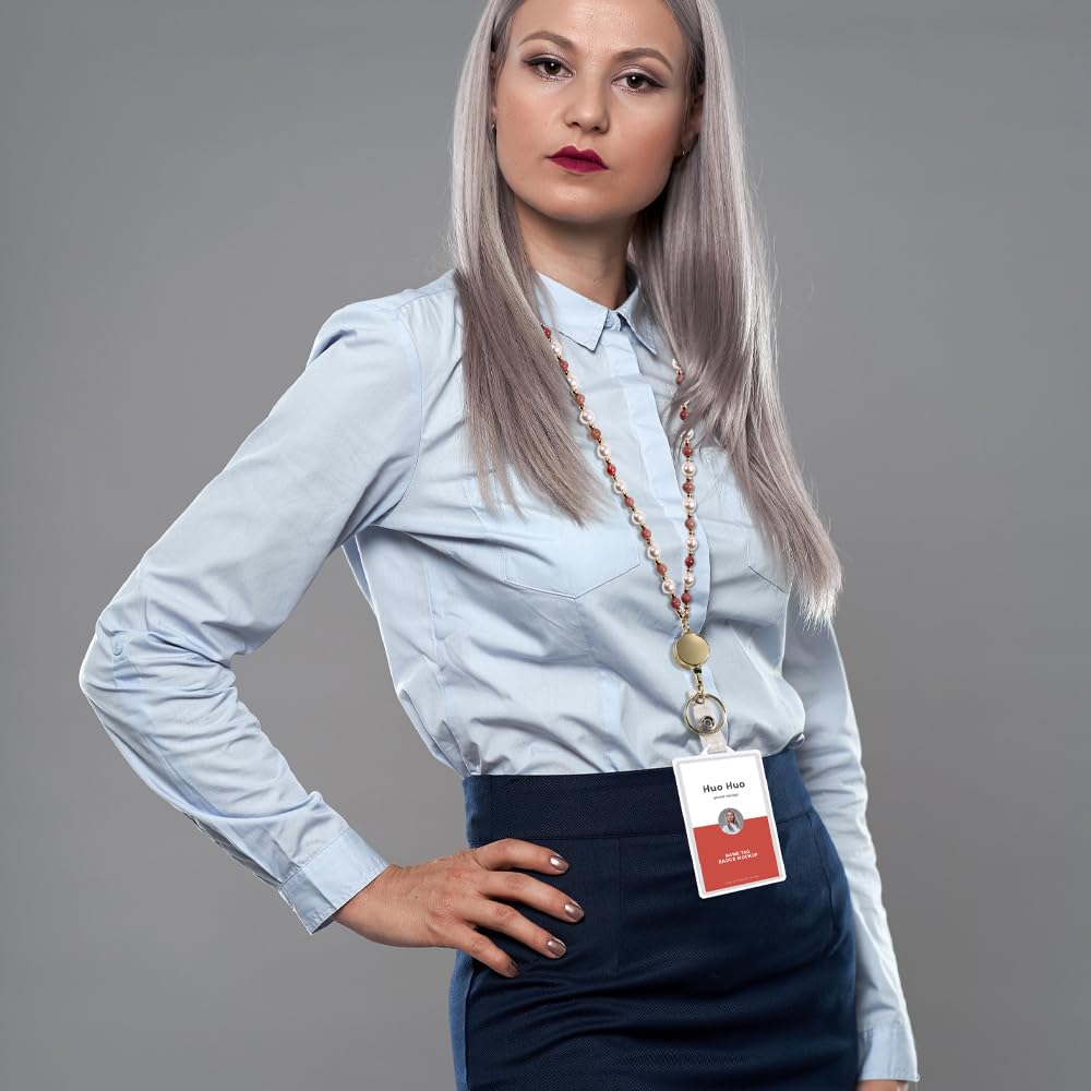 Retractable Pearl ID Badges and Key Lanyards, Natural Crystal Handmade Beaded Teacher Women's Lanyards