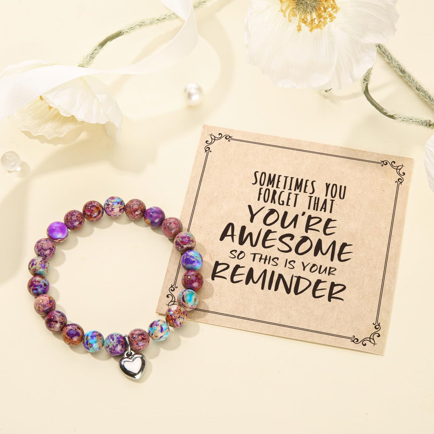 Jewelry&Card Christmas Gifts for Women Teen Girls, Sometimes You Forget You're Awesome Bracelets, Inspirational Christmas Gifts for Mom, Daughter, Sister, Best Friends on Christmas Birthday