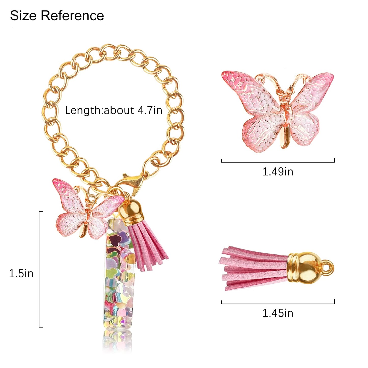 Letter Charm Accessories for Stanley Cup with Handle, Cute Initial Letter A Keychain Handle Charm with Butterfly for Stanley Tumbler for Women Girls