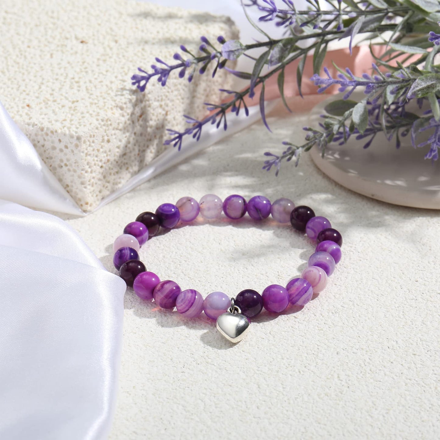 Jewelry&Card Christmas Gifts for Sister Best Friend, Natural Stone Heart Friendship Bracelets for Sister Best Friend Bestie Women