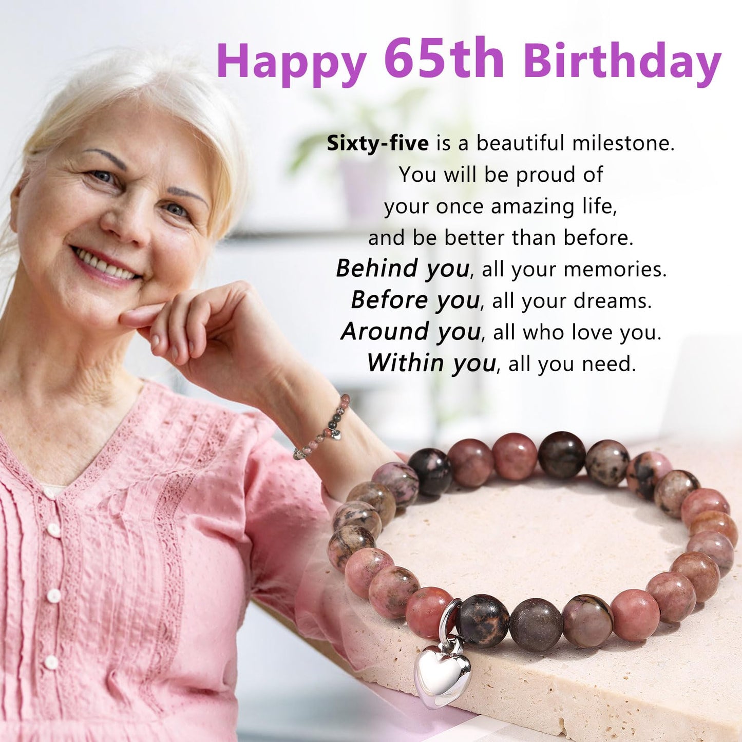 jewelrycard 13-60 Birthday Gifts for Women Girls, Natural Stone Bracelet for Women, 13 16 21 40 50 Year old Gifts for Daughter Mom Gradma