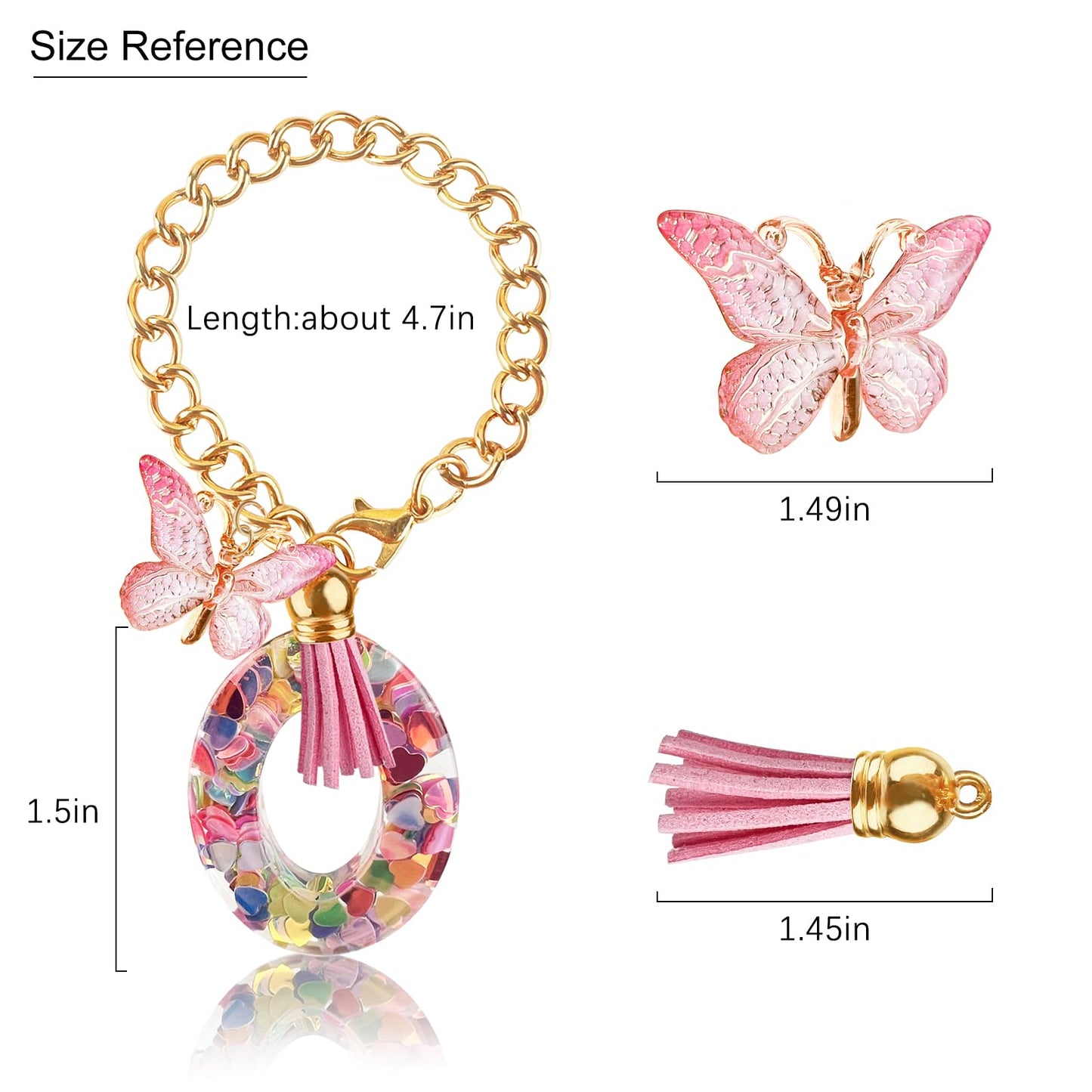 Letter Charm Accessories for Stanley Cup with Handle, Cute Initial Letter A Keychain Handle Charm with Butterfly for Stanley Tumbler for Women Girls