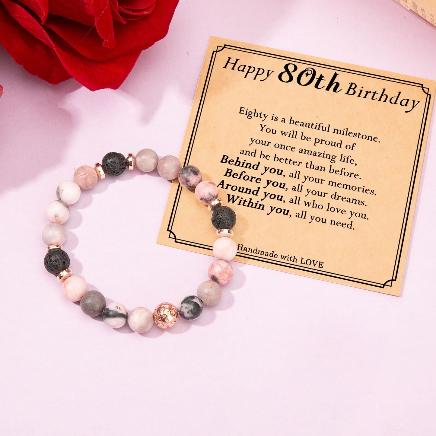 jewelrycard 13-60 Birthday Gifts for Women Girls, Natural Stone Bracelet for Women, 13 16 21 40 50 Year old Gifts for Daughter Mom Gradma