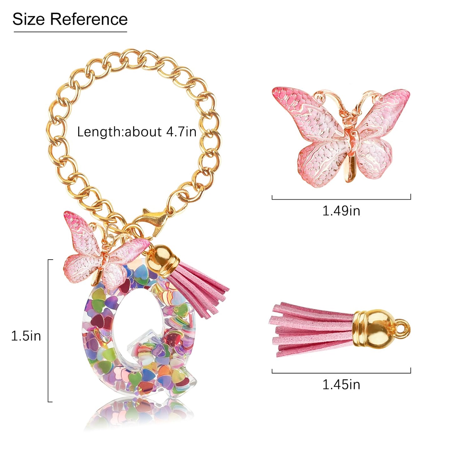 Letter Charm Accessories for Stanley Cup with Handle, Cute Initial Letter A Keychain Handle Charm with Butterfly for Stanley Tumbler for Women Girls
