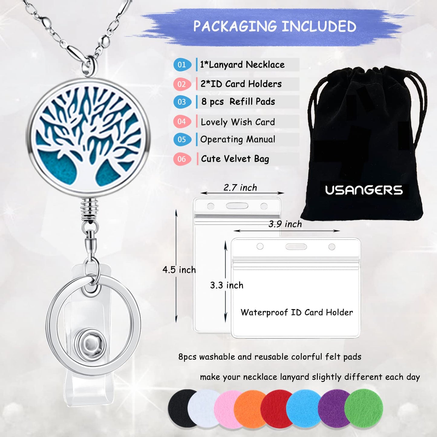 Lanyards for ID Badges Keys Women Cute Teacher Lanyard ID Holder Necklace Silver Chain Fashion Strong Keychain Diffuser Office School Work Jewelry Nurse Teacher Appreciation Gifts Mandala