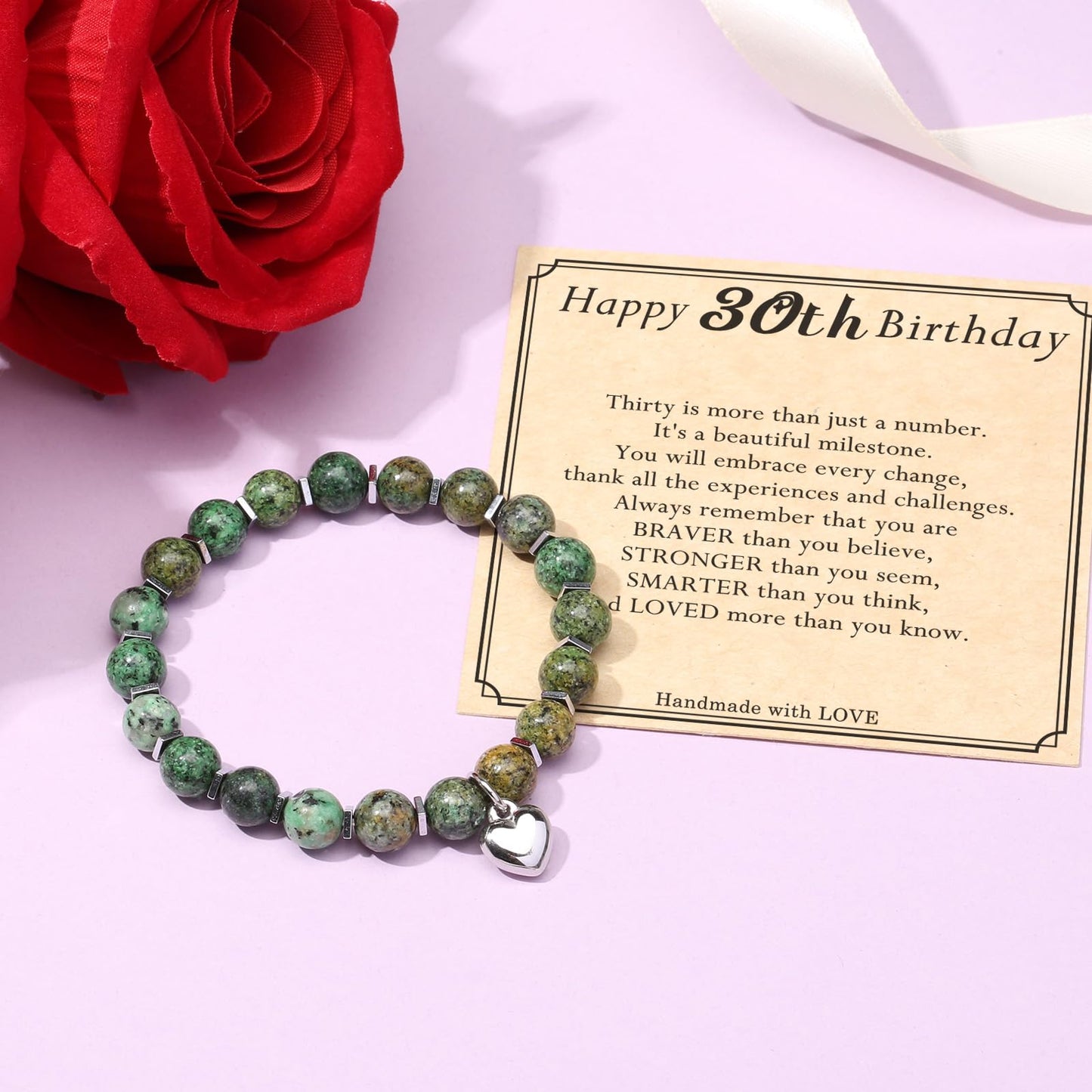 jewelrycard 13-60 Birthday Gifts for Women Girls, Natural Stone Bracelet for Women, 13 16 21 40 50 Year old Gifts for Daughter Mom Gradma