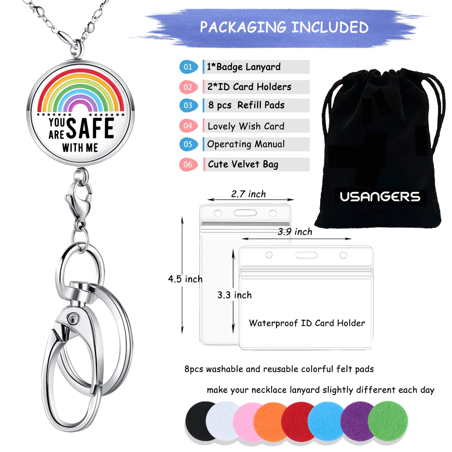 Lanyards for ID Badges Keys Women Cute Teacher Lanyard ID Holder Necklace Silver Chain Fashion Strong Keychain Diffuser Office School Work Jewelry Nurse Teacher Appreciation Gifts Mandala