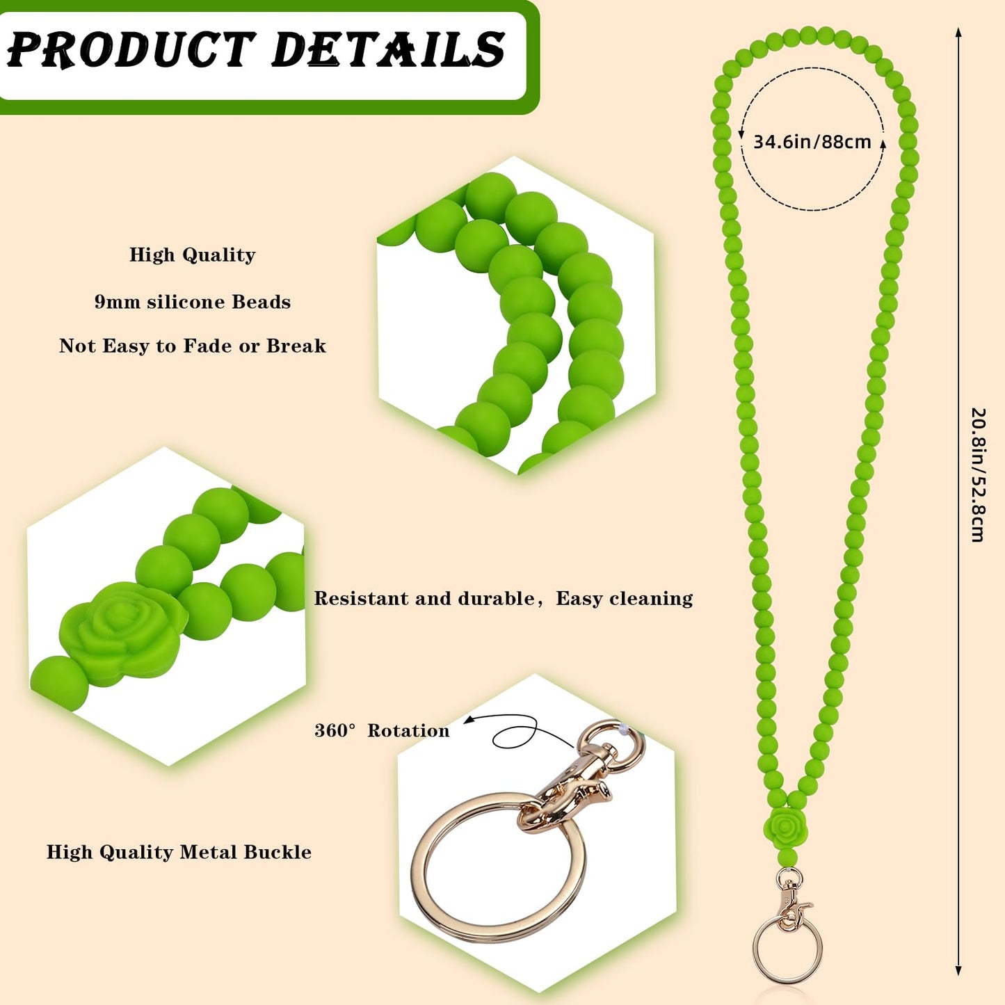 Ornaland Lanyards for id Badges Lanyards for Keys Teacher Lanyard Badge Lanyard Beaded Lanyard for Teacher Nurse Gift