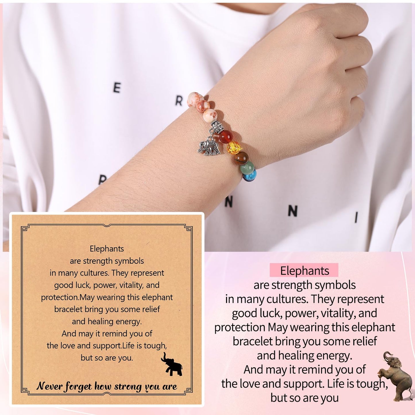 Get Well Soon Gifts for Women,Natural Stone Healing Bracelet, Inspirational Gifts for Women Teen Girls