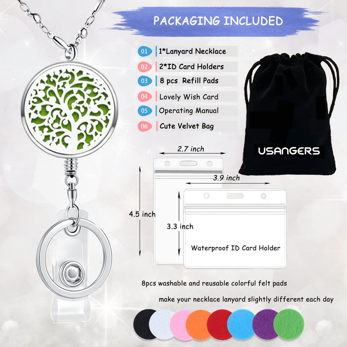 Lanyards for ID Badges Keys Women Cute Teacher Lanyard ID Holder Necklace Silver Chain Fashion Strong Keychain Diffuser Office School Work Jewelry Nurse Teacher Appreciation Gifts Mandala