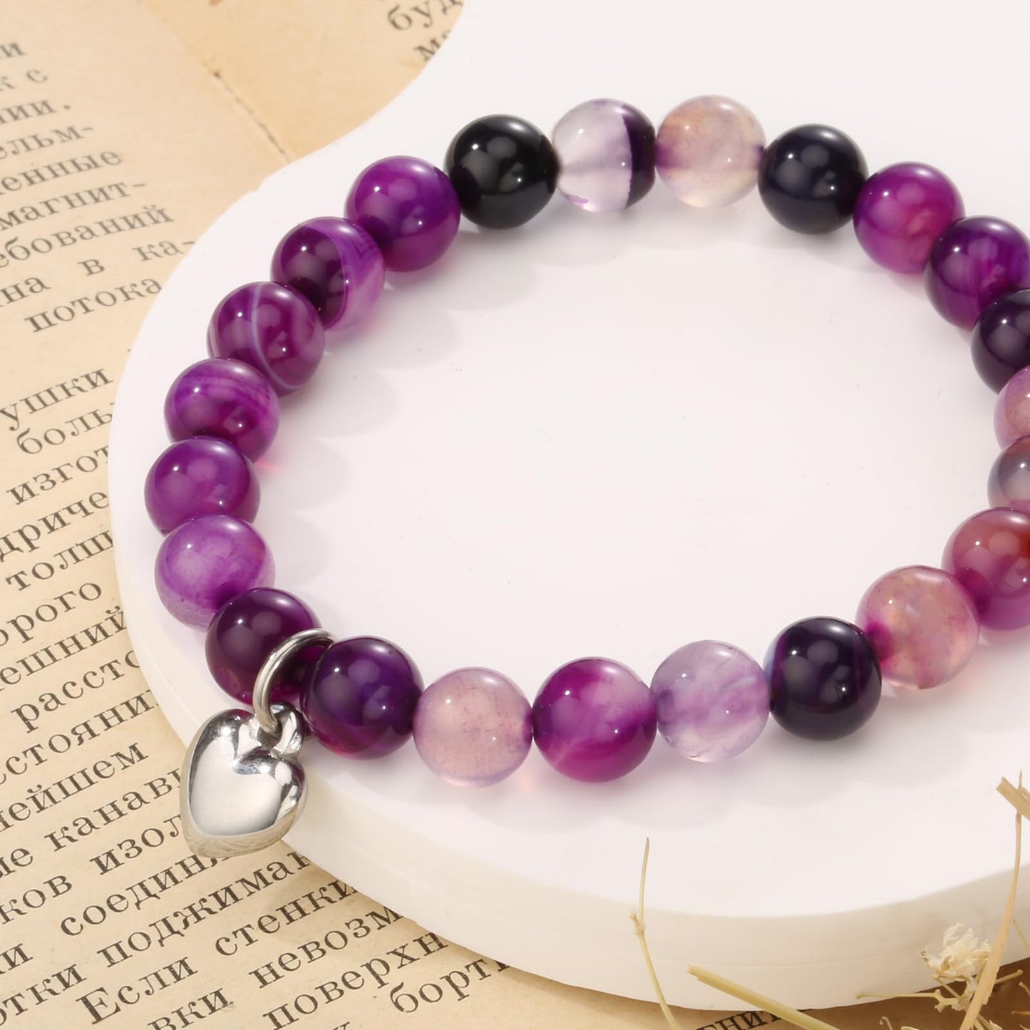 Jewelry&Card Christmas Gifts for Sister Best Friend, Natural Stone Heart Friendship Bracelets for Sister Best Friend Bestie Women
