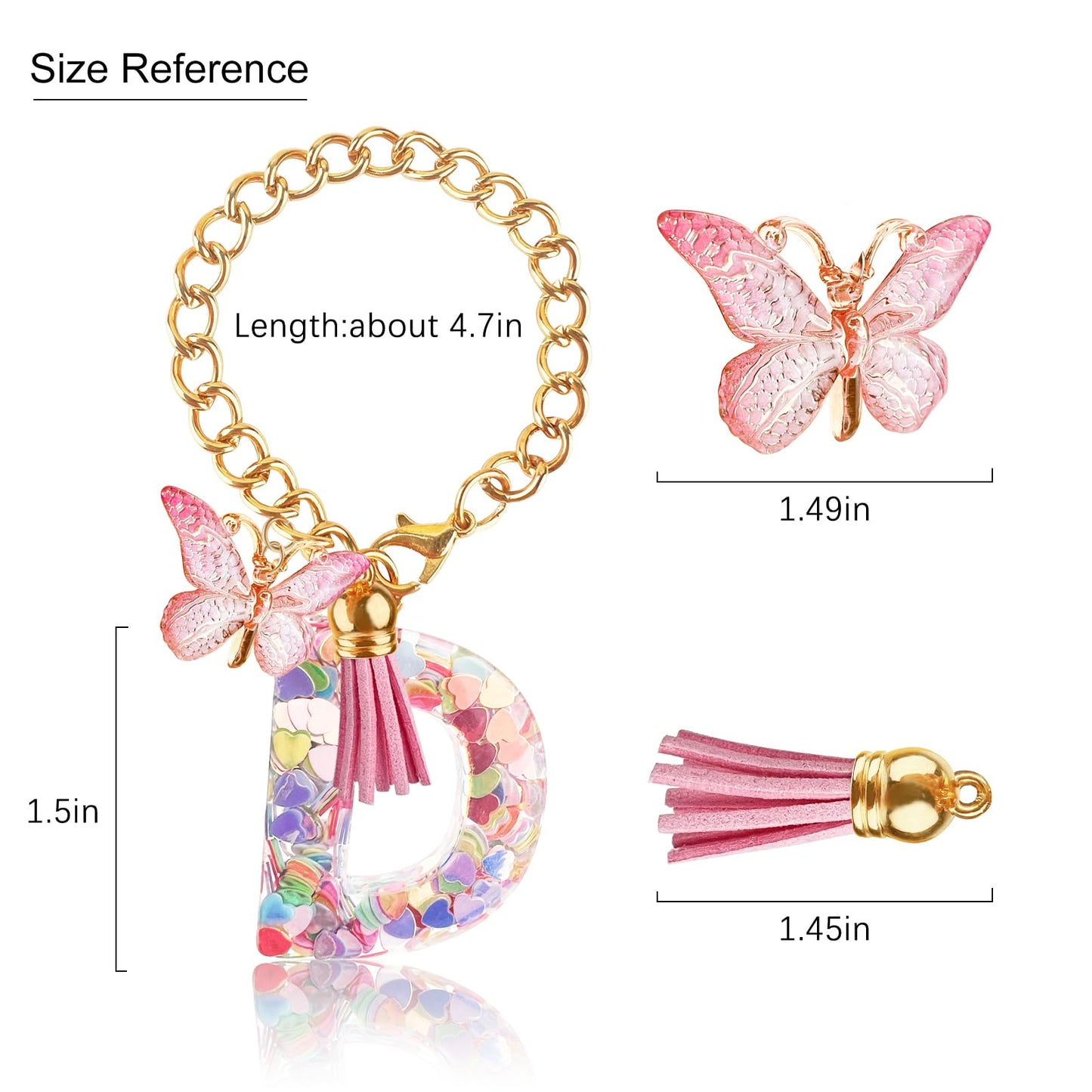 Letter Charm Accessories for Stanley Cup with Handle, Cute Initial Letter A Keychain Handle Charm with Butterfly for Stanley Tumbler for Women Girls