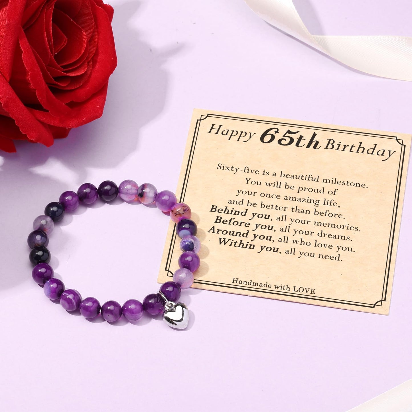 jewelrycard 13-60 Birthday Gifts for Women Girls, Natural Stone Bracelet for Women, 13 16 21 40 50 Year old Gifts for Daughter Mom Gradma
