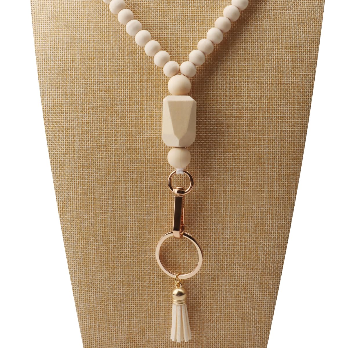 Teacher Lanyard with ID Holder, Fashion Wood Beaded Lanyard for Keys, Super Cute Boho Breakaway Lanyard for Women
