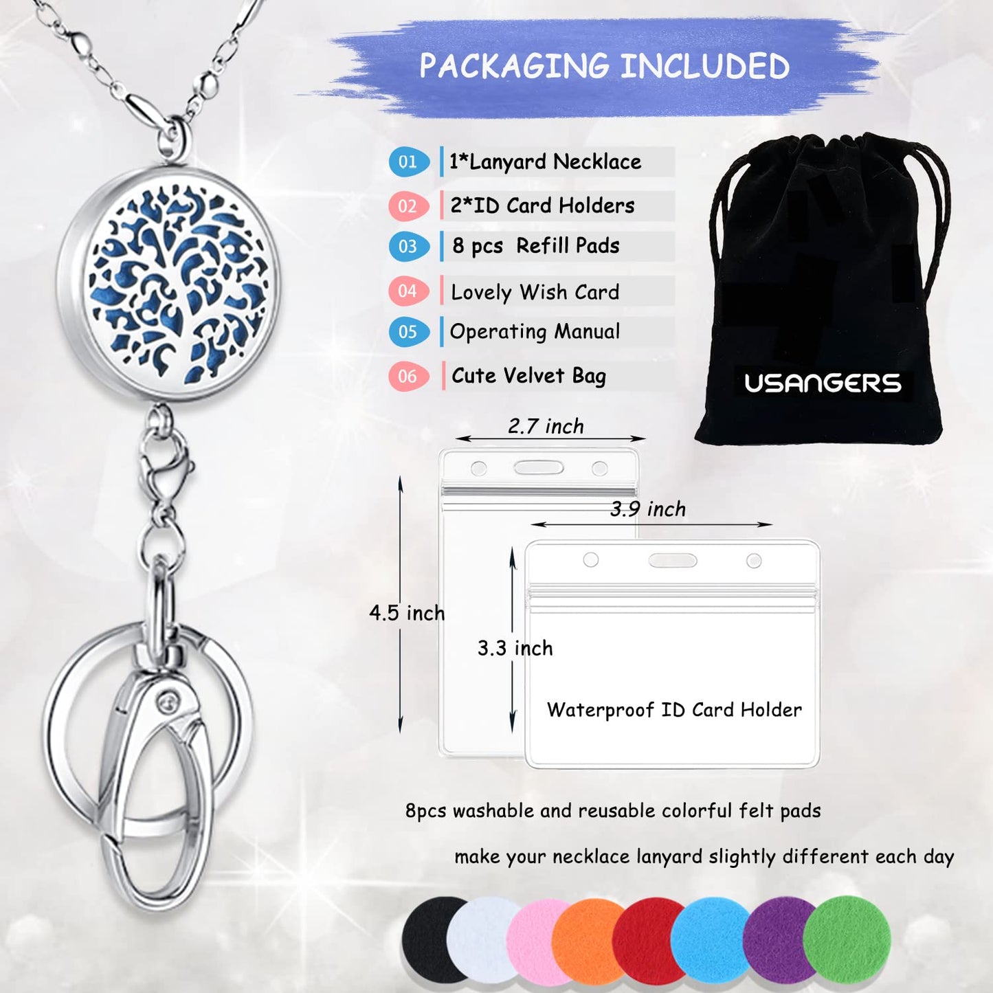 Lanyards for ID Badges Keys Women Cute Teacher Lanyard ID Holder Necklace Silver Chain Fashion Strong Keychain Diffuser Office School Work Jewelry Nurse Teacher Appreciation Gifts Mandala