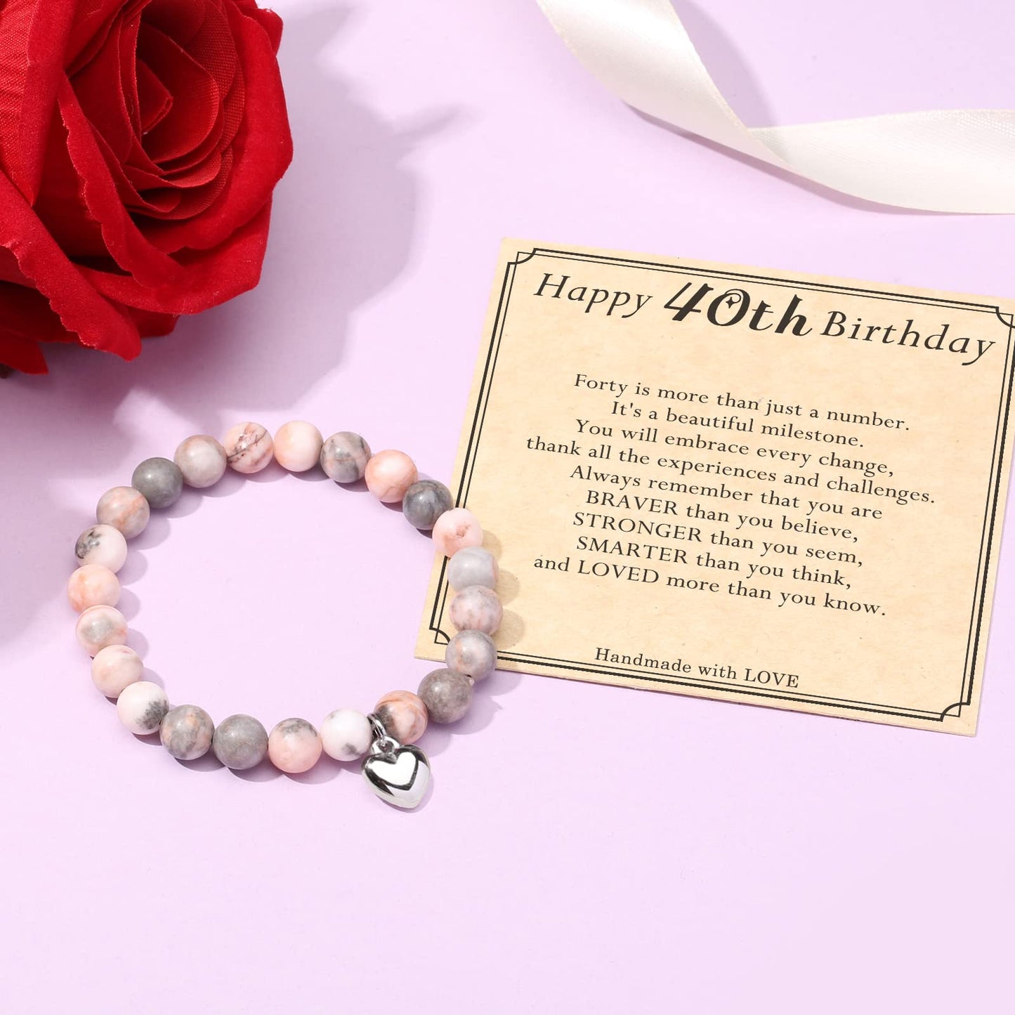 jewelrycard 13-60 Birthday Gifts for Women Girls, Natural Stone Bracelet for Women, 13 16 21 40 50 Year old Gifts for Daughter Mom Gradma
