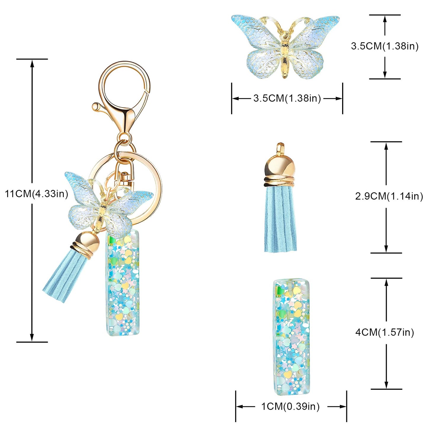 Fashion Alphabet Initial Letter Keychain Tassel Butterfly Pendant Key Ring for Purse Handbags Women Girl