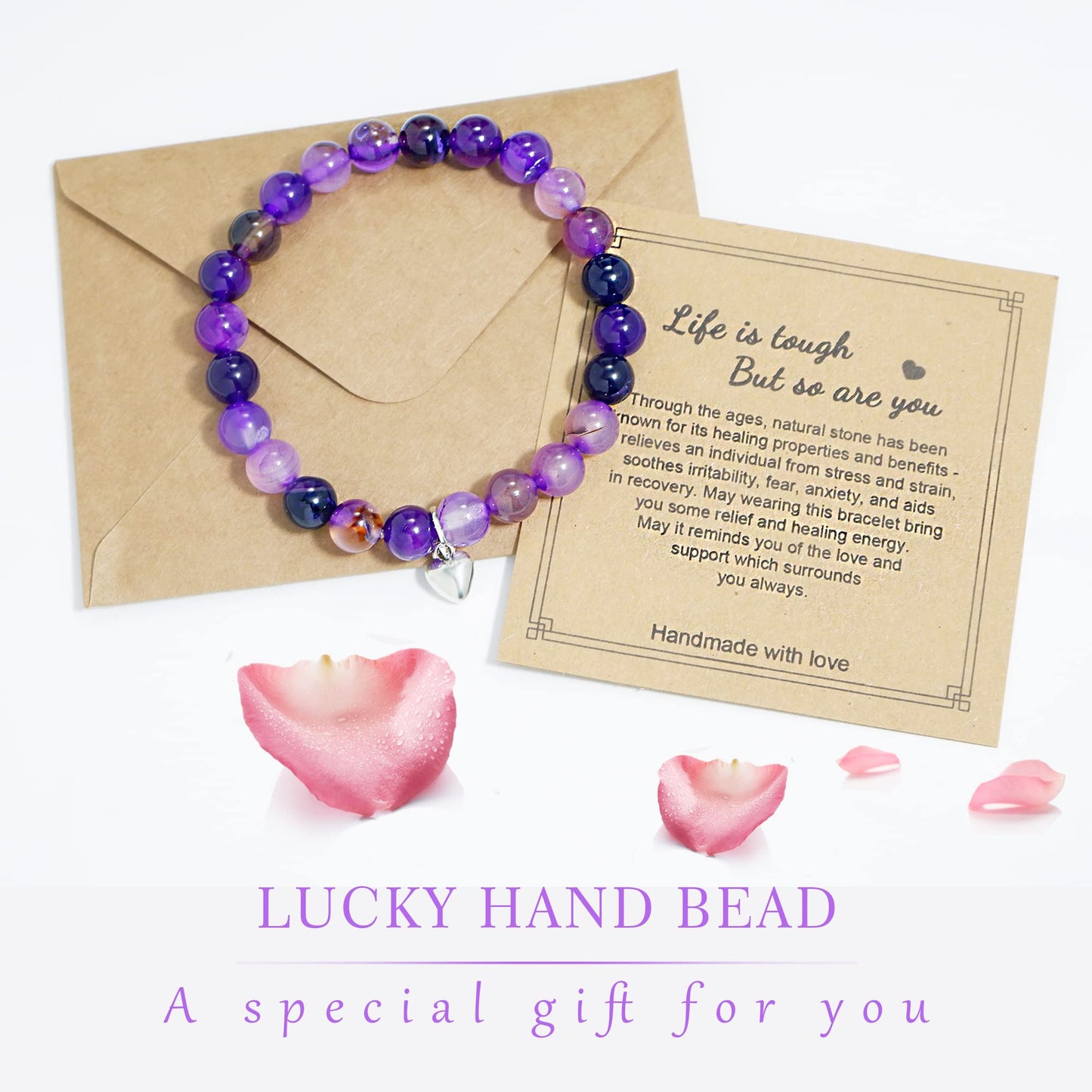 Get Well Soon Gifts for Women,Natural Stone Healing Bracelet, Inspirational Gifts for Women Teen Girls