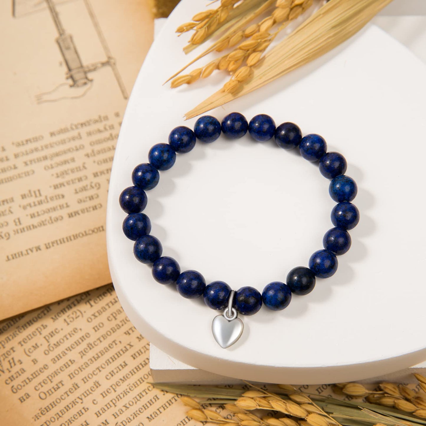 Jewelry&Card Christmas Gifts for Sister Best Friend, Natural Stone Heart Friendship Bracelets for Sister Best Friend Bestie Women