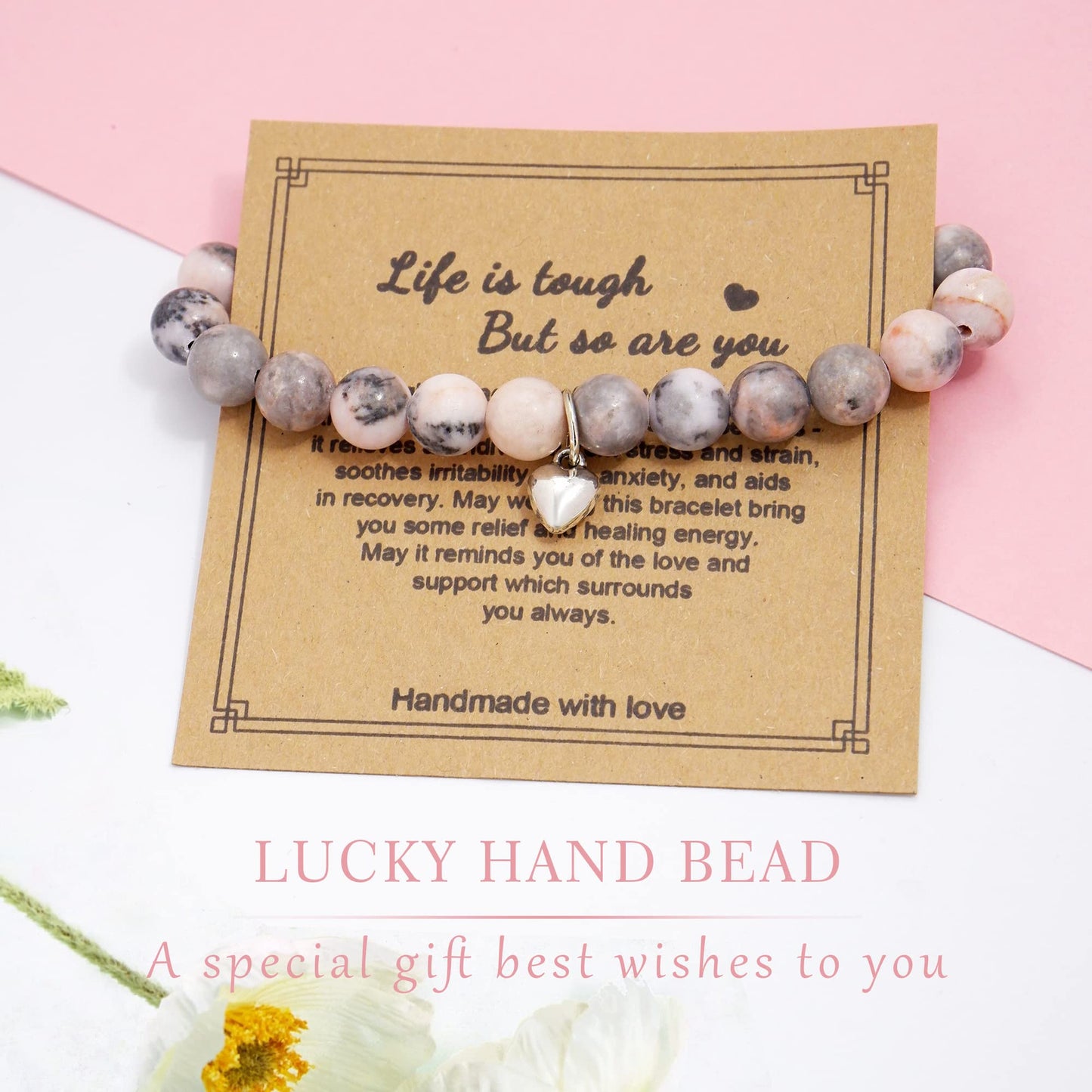 Get Well Soon Gifts for Women,Natural Stone Healing Bracelet, Inspirational Gifts for Women Teen Girls