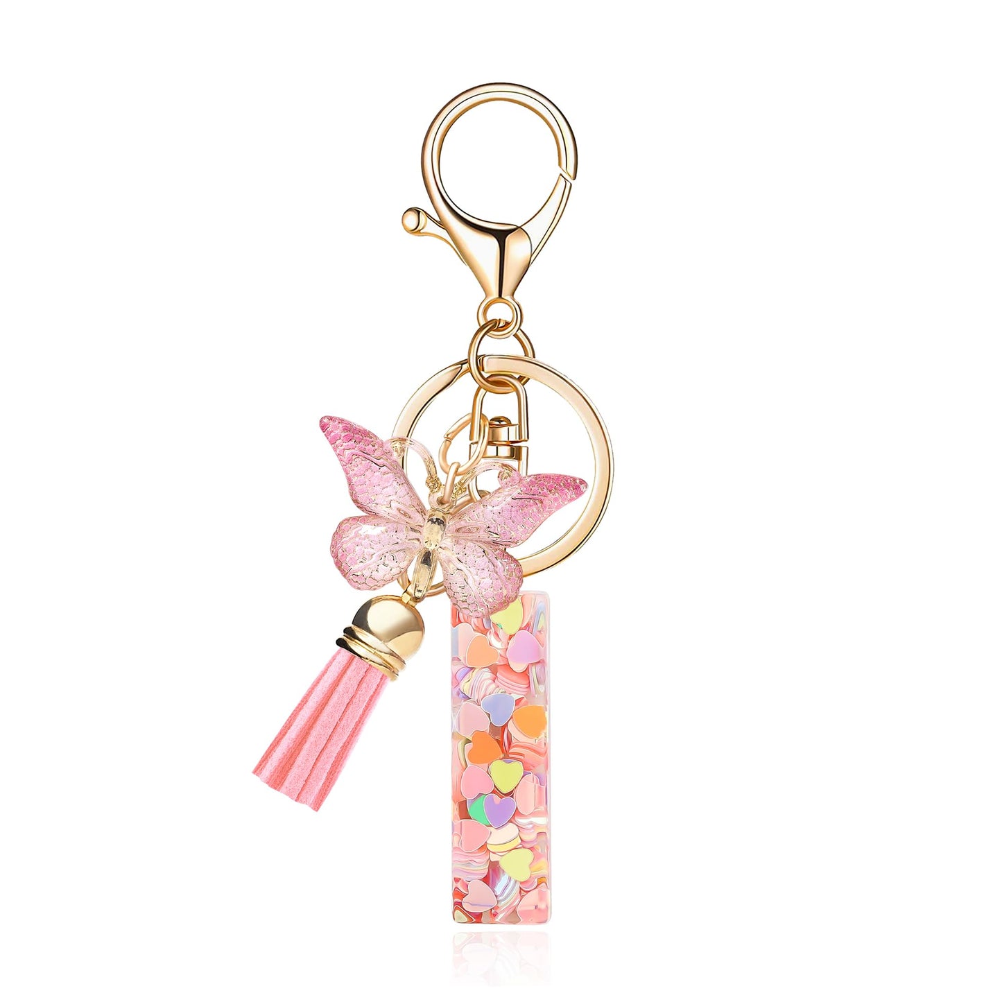 Fashion Alphabet Initial Letter Keychain Tassel Butterfly Pendant Key Ring for Purse Handbags Women Girl