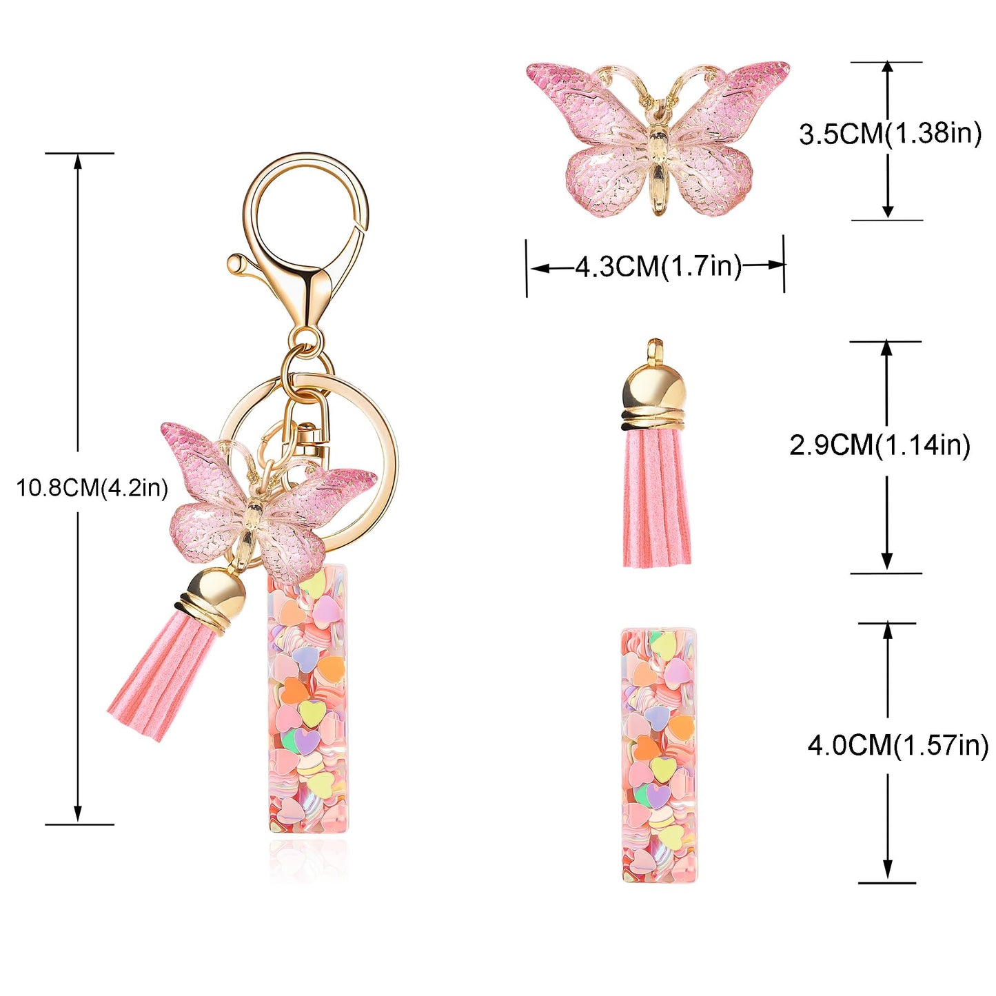 Fashion Alphabet Initial Letter Keychain Tassel Butterfly Pendant Key Ring for Purse Handbags Women Girl