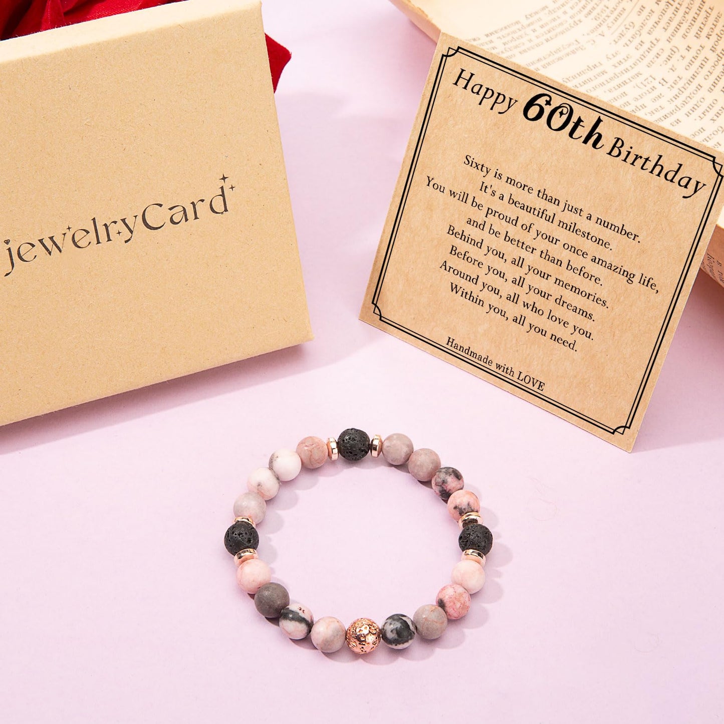 jewelrycard 13-60 Birthday Gifts for Women Girls, Natural Stone Bracelet for Women, 13 16 21 40 50 Year old Gifts for Daughter Mom Gradma