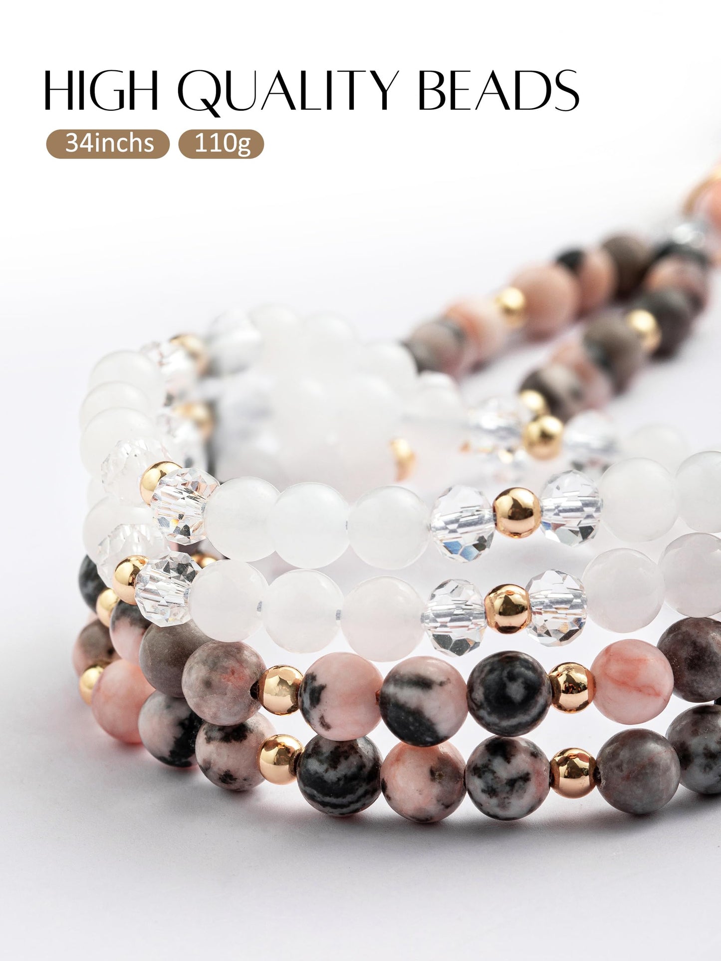 Retractable Lanyards for ID Badges and Keys, Beaded Lanyards for Women Natural Stone, Teacher Lanyard High-Performance Cute Lanyard Morganite