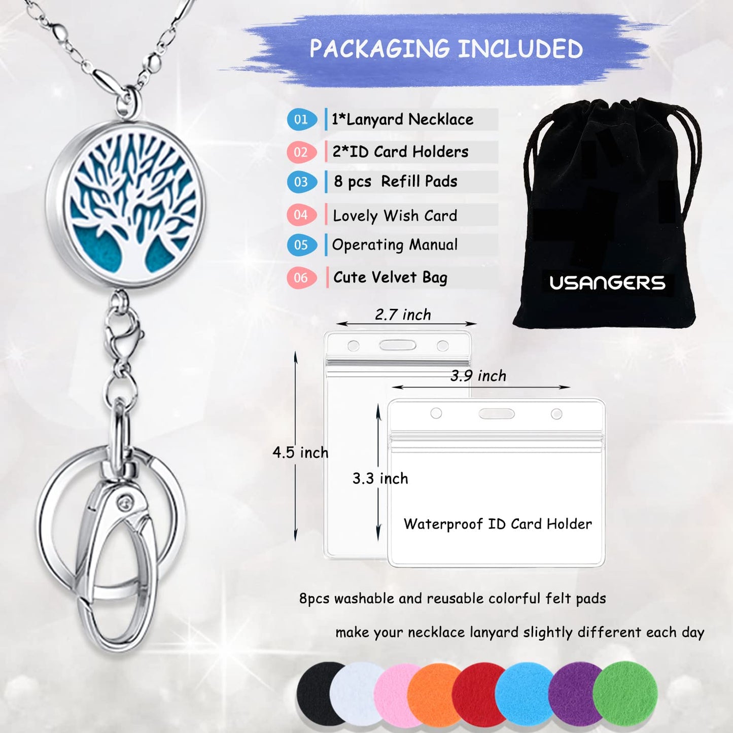 Lanyards for ID Badges Keys Women Cute Teacher Lanyard ID Holder Necklace Silver Chain Fashion Strong Keychain Diffuser Office School Work Jewelry Nurse Teacher Appreciation Gifts Mandala