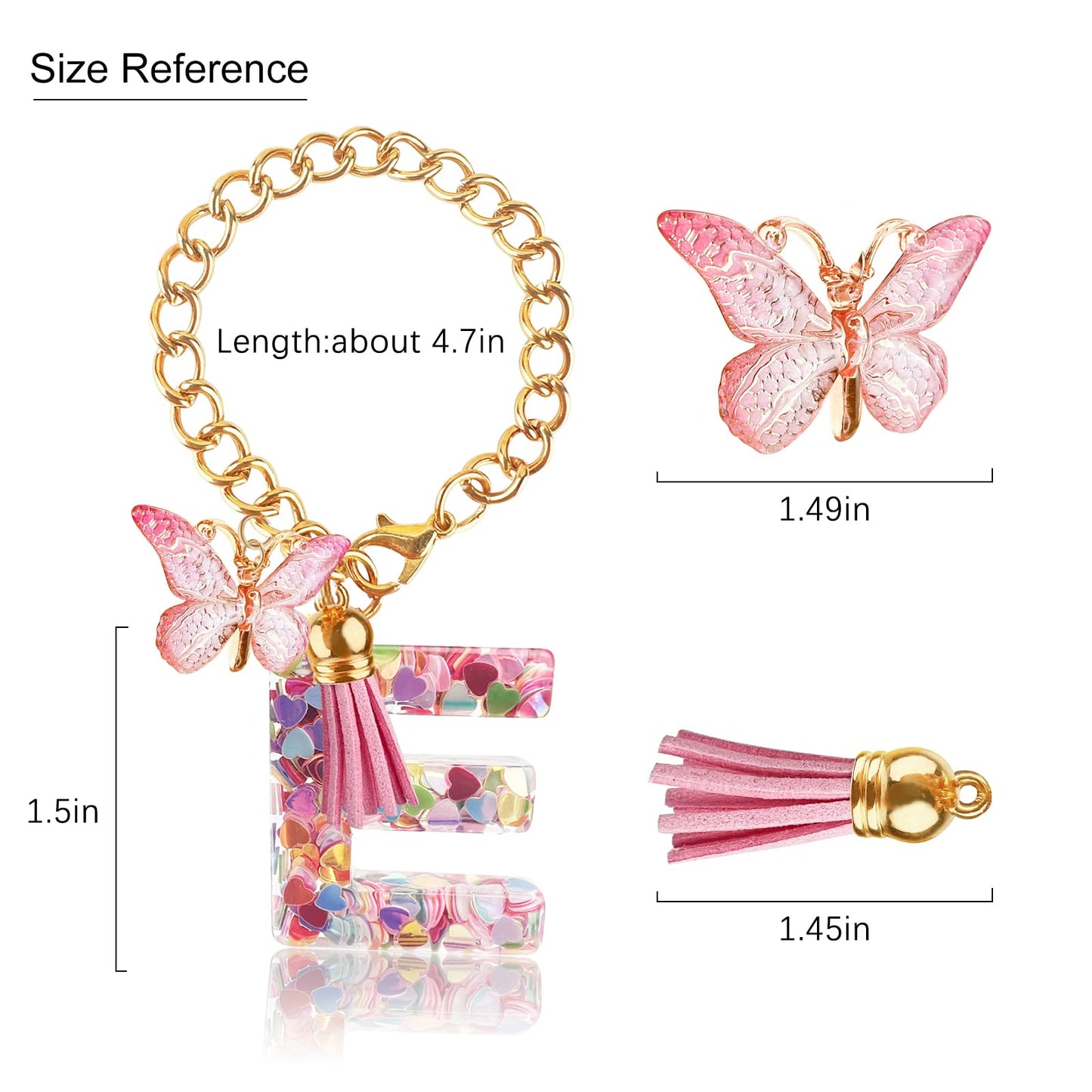 Letter Charm Accessories for Stanley Cup with Handle, Cute Initial Letter A Keychain Handle Charm with Butterfly for Stanley Tumbler for Women Girls