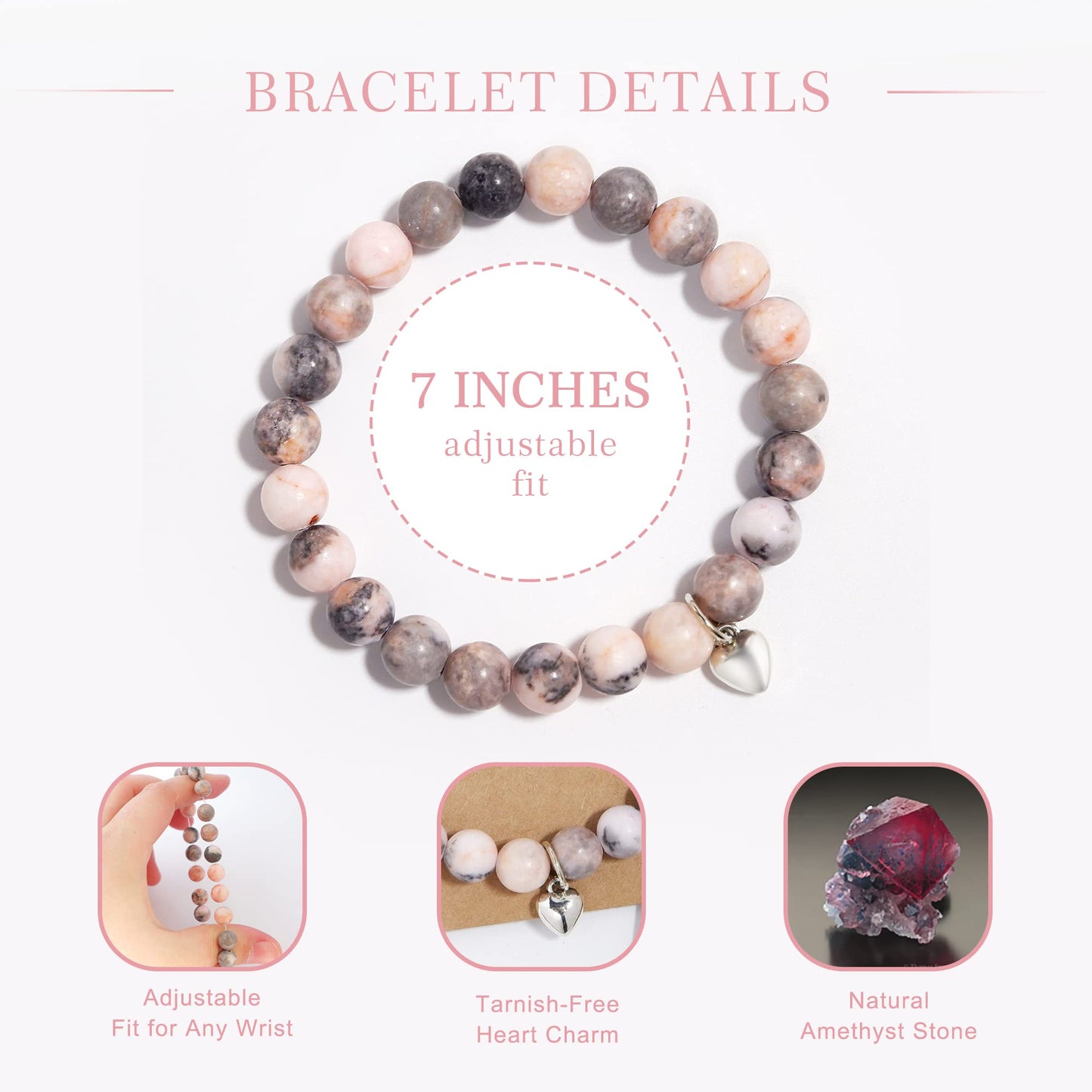 Get Well Soon Gifts for Women,Natural Stone Healing Bracelet, Inspirational Gifts for Women Teen Girls