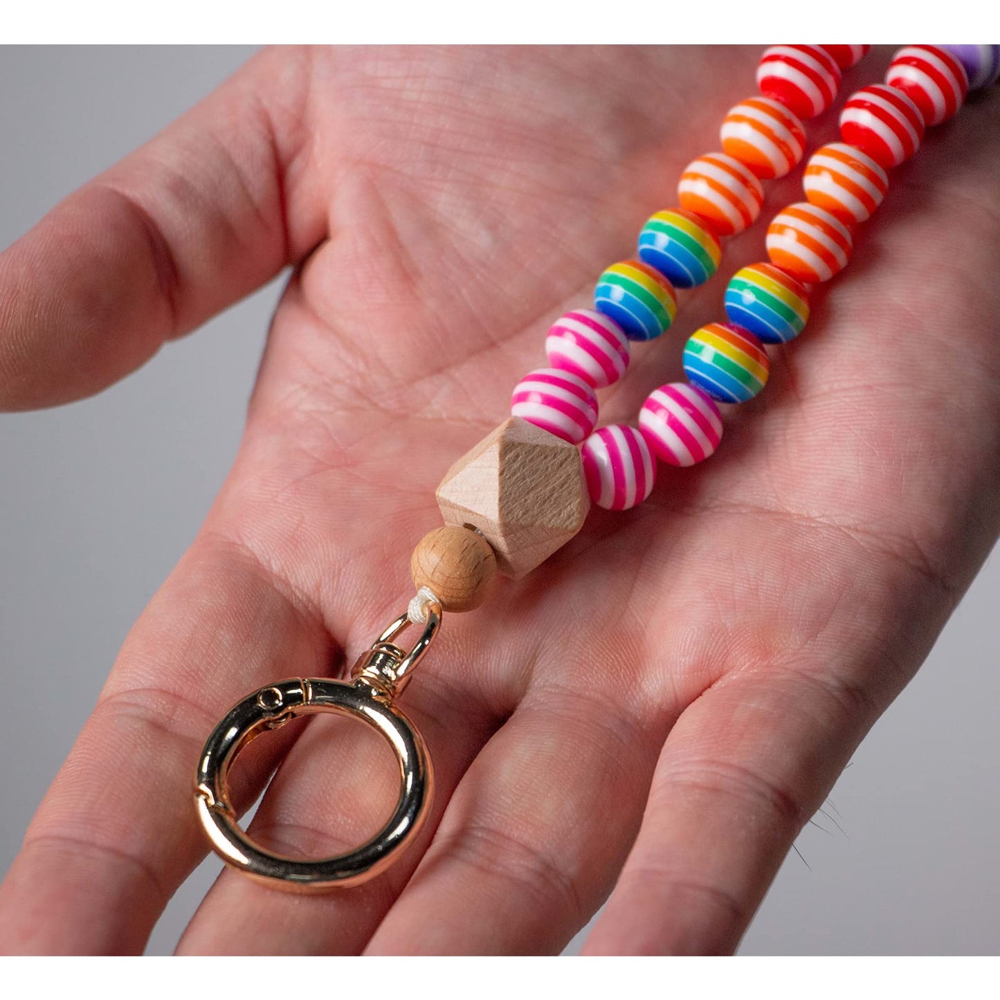 Rainbow Wood Beaded Lanyards for Id Badges Holder, Teacher Breakaway Mental Health Matters Lanyard for Keys Cute Boho Neck Keychain Id Lanyard for Women