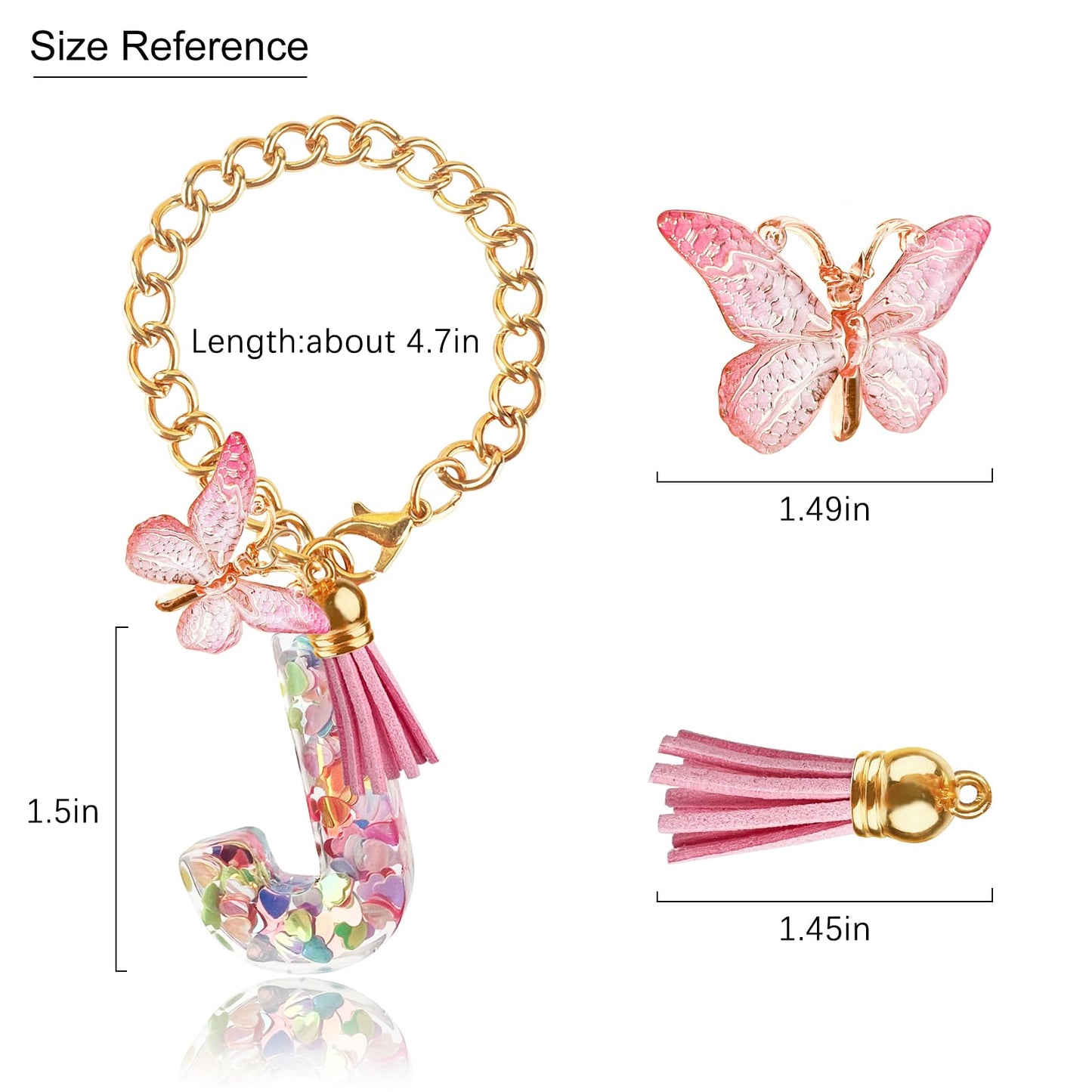 Letter Charm Accessories for Stanley Cup with Handle, Cute Initial Letter A Keychain Handle Charm with Butterfly for Stanley Tumbler for Women Girls