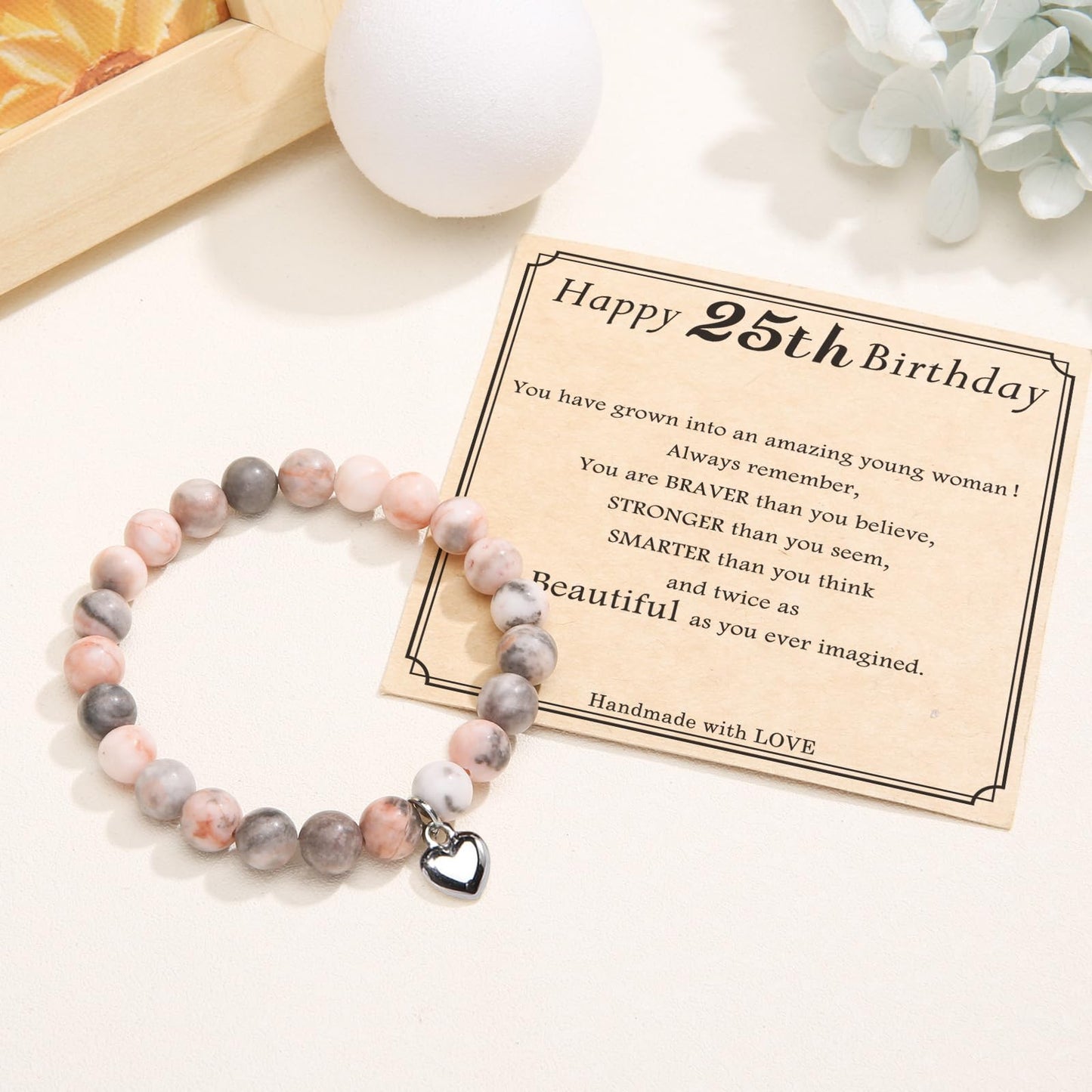 jewelrycard 13-60 Birthday Gifts for Women Girls, Natural Stone Bracelet for Women, 13 16 21 40 50 Year old Gifts for Daughter Mom Gradma