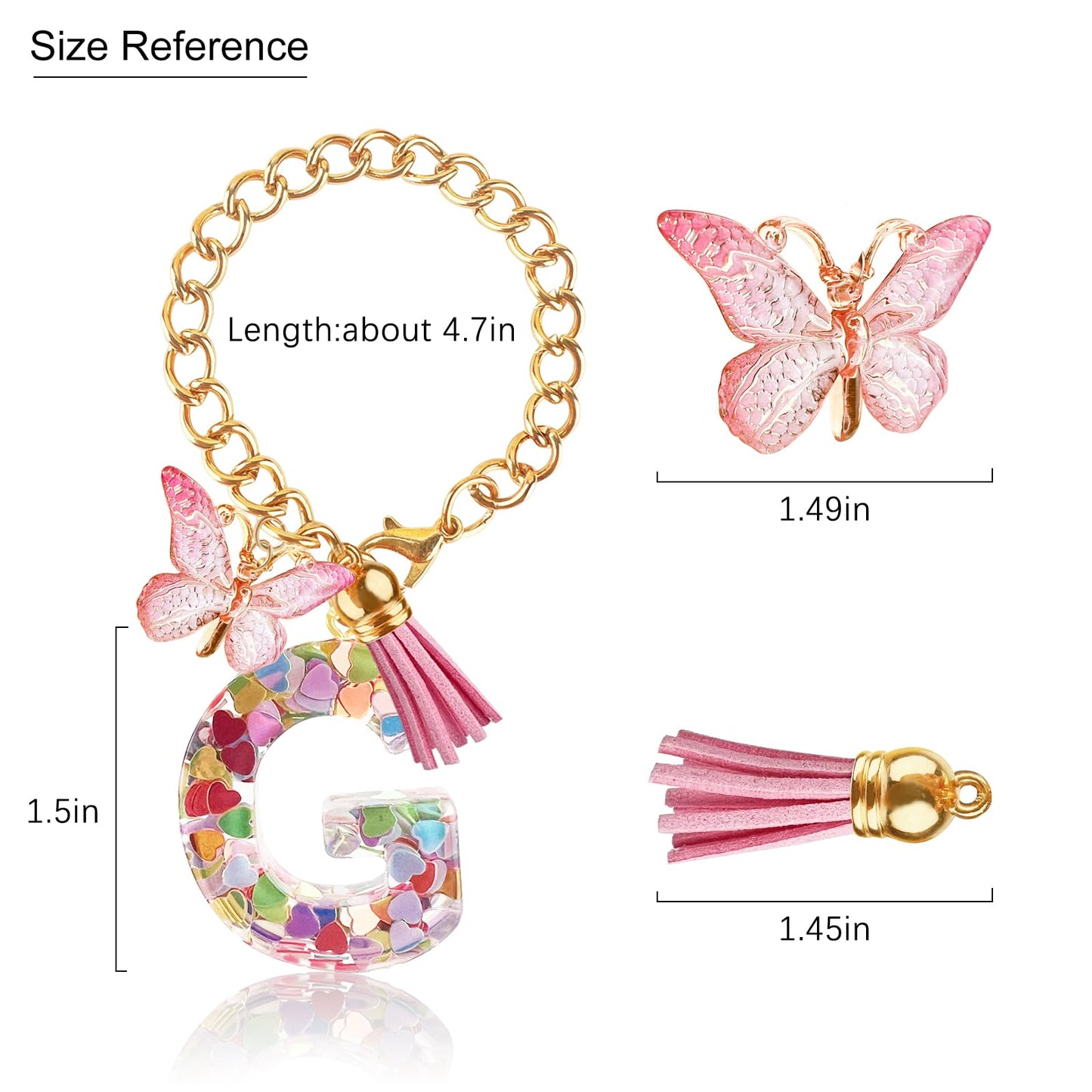 Letter Charm Accessories for Stanley Cup with Handle, Cute Initial Letter A Keychain Handle Charm with Butterfly for Stanley Tumbler for Women Girls